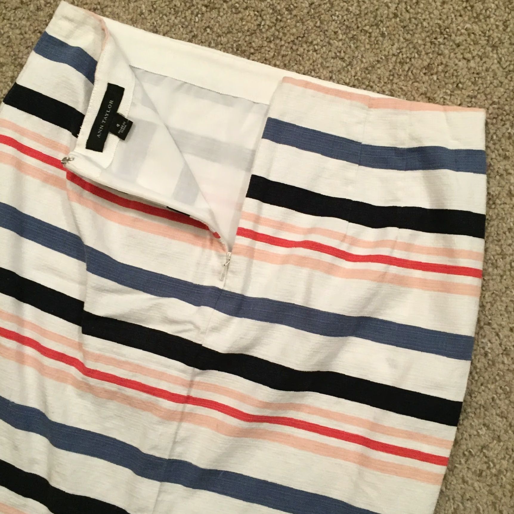 Ann Taylor Ann Taylor Skirt Pencil Size 4 Striped Lined Multicolor Knee Length Women Regular Zip Casual, Cotton Blend, Cadence Not applicable Size 27" / US 4 / IT 40 - 7 Thumbnail