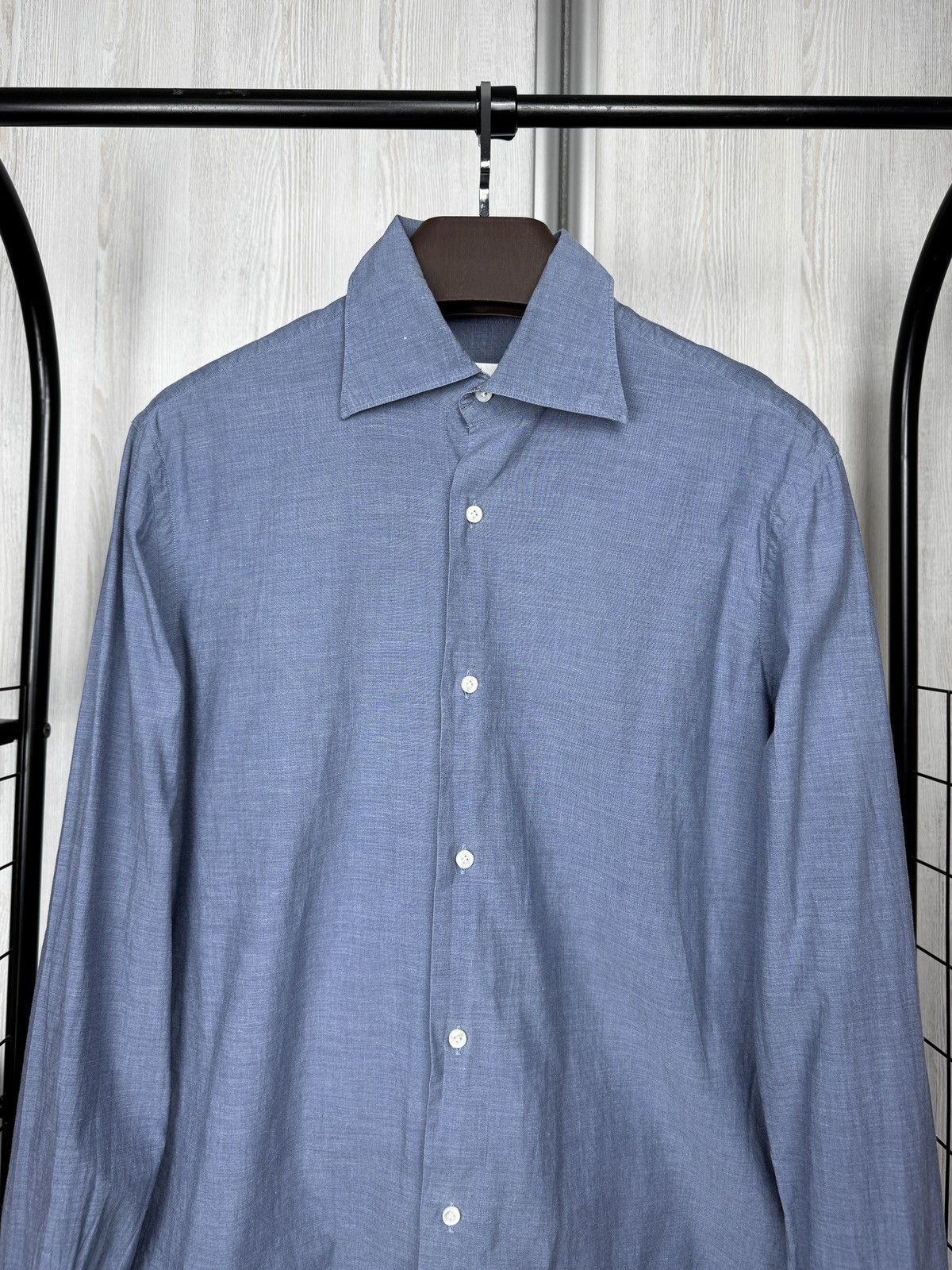 Other Sannino Napoli blue cotton solid classic ls shirt size 16 41 Size US L / EU 52-54 / 3 - 3 Thumbnail
