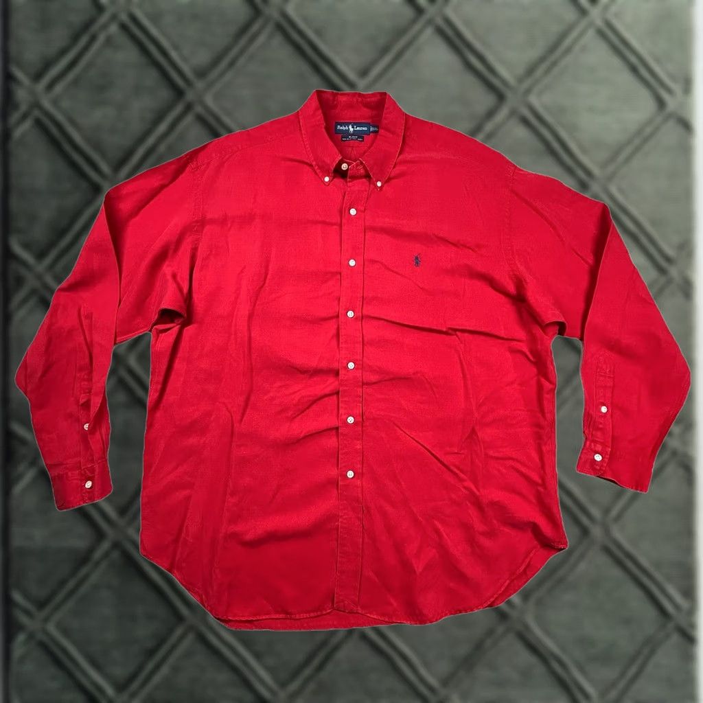 Polo Ralph Lauren VINTAGE Polo Ralph Lauren Shirt Men’s 2XL Silk Linen Blend Oxford Button Down Size US XXL / EU 58 / 5 - 1 Thumbnail