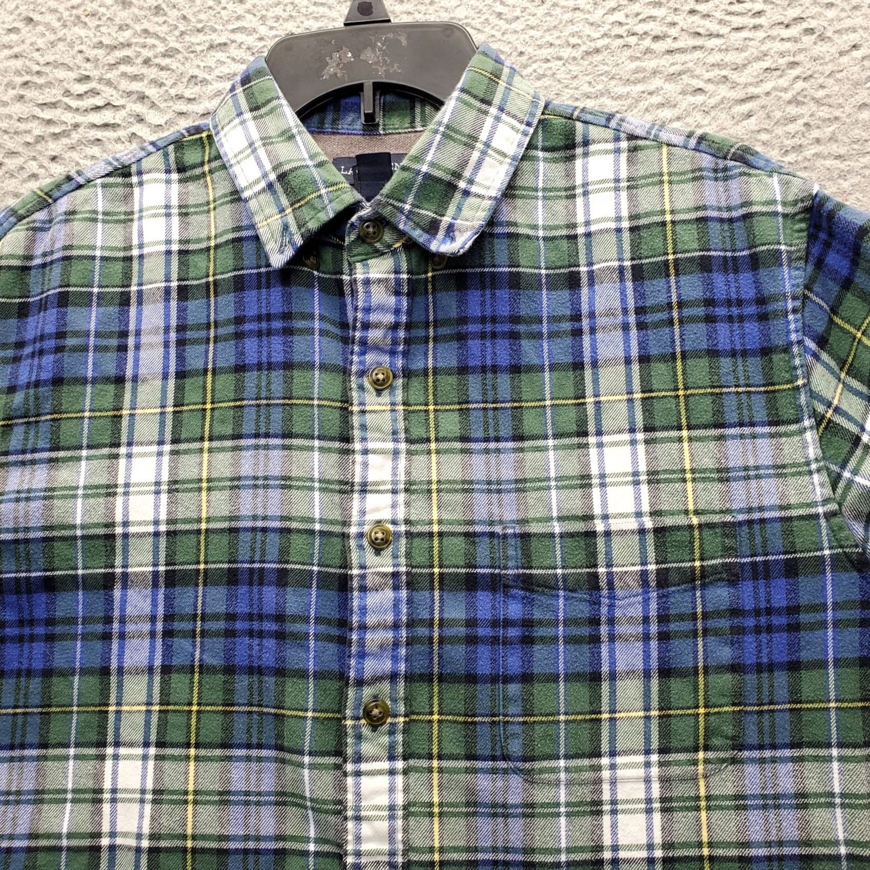 Lands' End Lands' End Mens Dress Shirt Multicolor Plaid Flannel Button-Down Tailored Fit XS/XL? (Wait) Size 42R - 7 Thumbnail