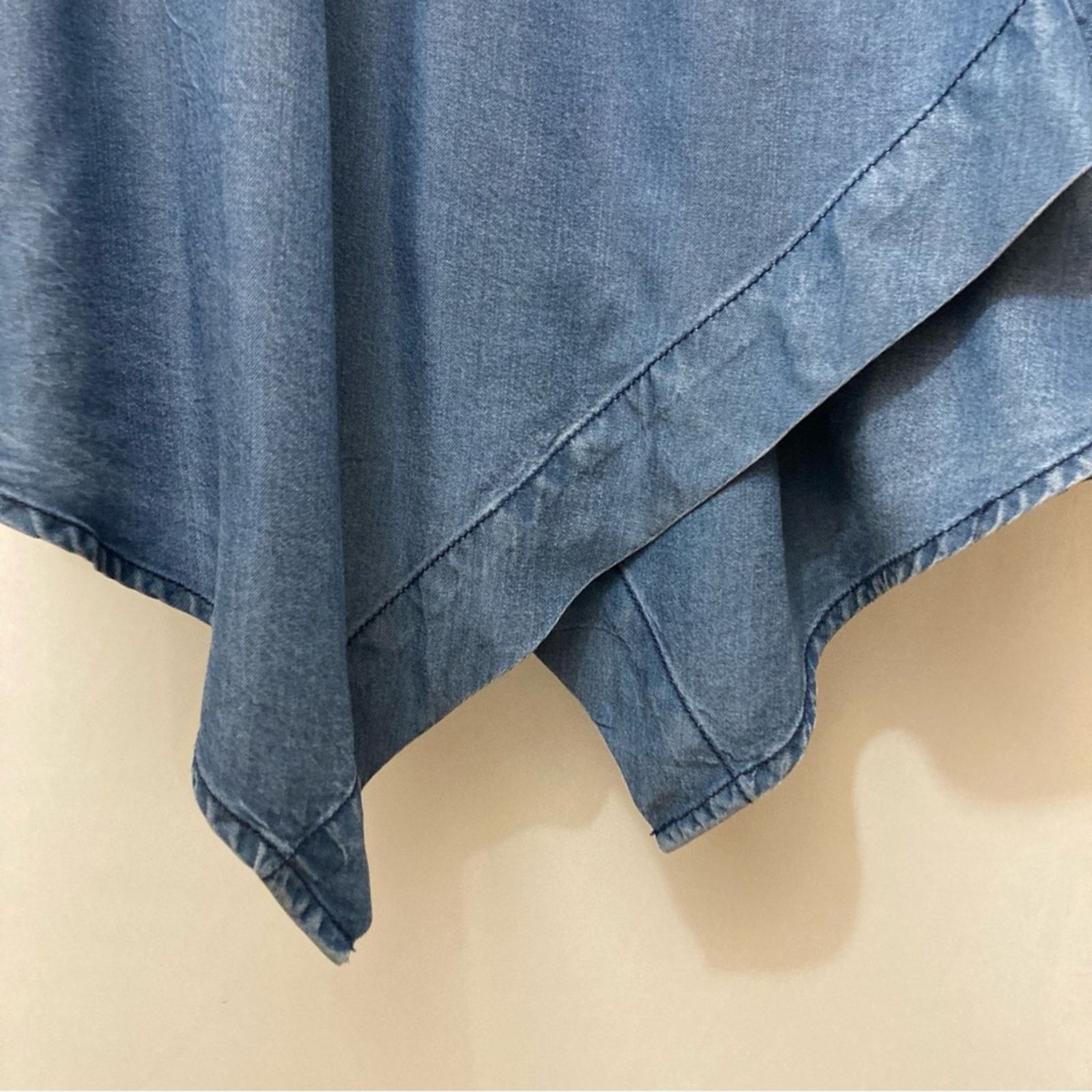 Other T&W Designs Tencel Denim Cross Over Handkerchief Blouse Top Size S / US 4 / IT 40 - 7 Thumbnail