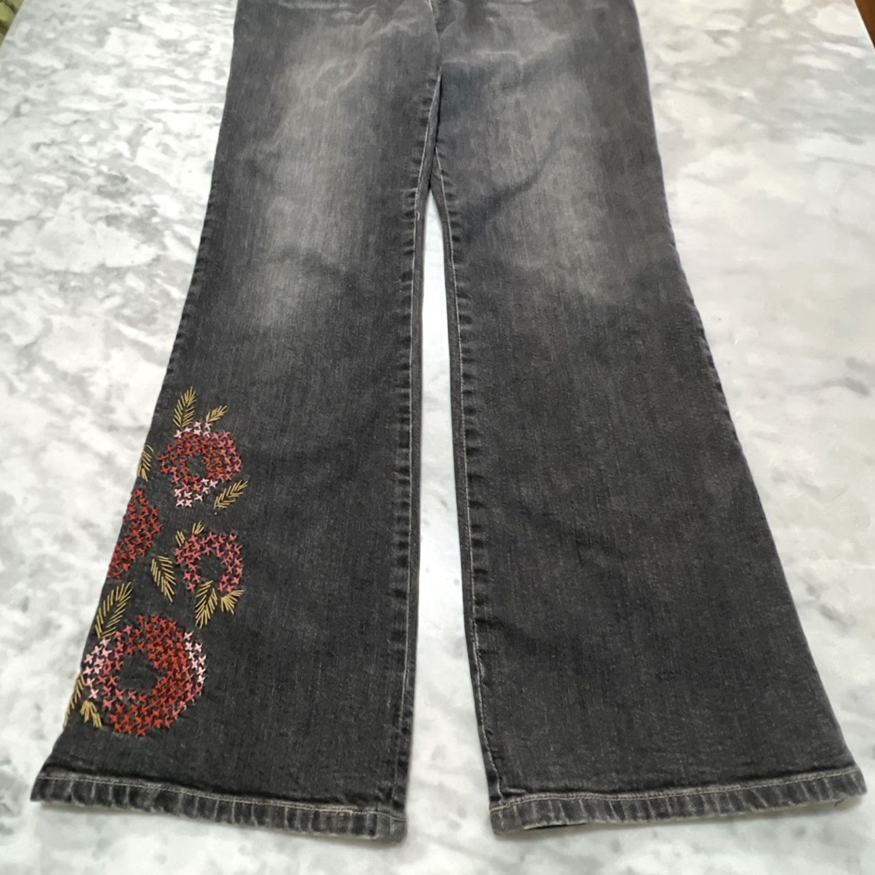 J. Jill VINTAGE J Jill Black Denim Jeans Women’s 10 Flare Embroidered Embellished Stretch 31 Inseam 5-Pocket City Hippie Bohemian Regular Womens Size 32" / US 10 / IT 46 - 4 Thumbnail