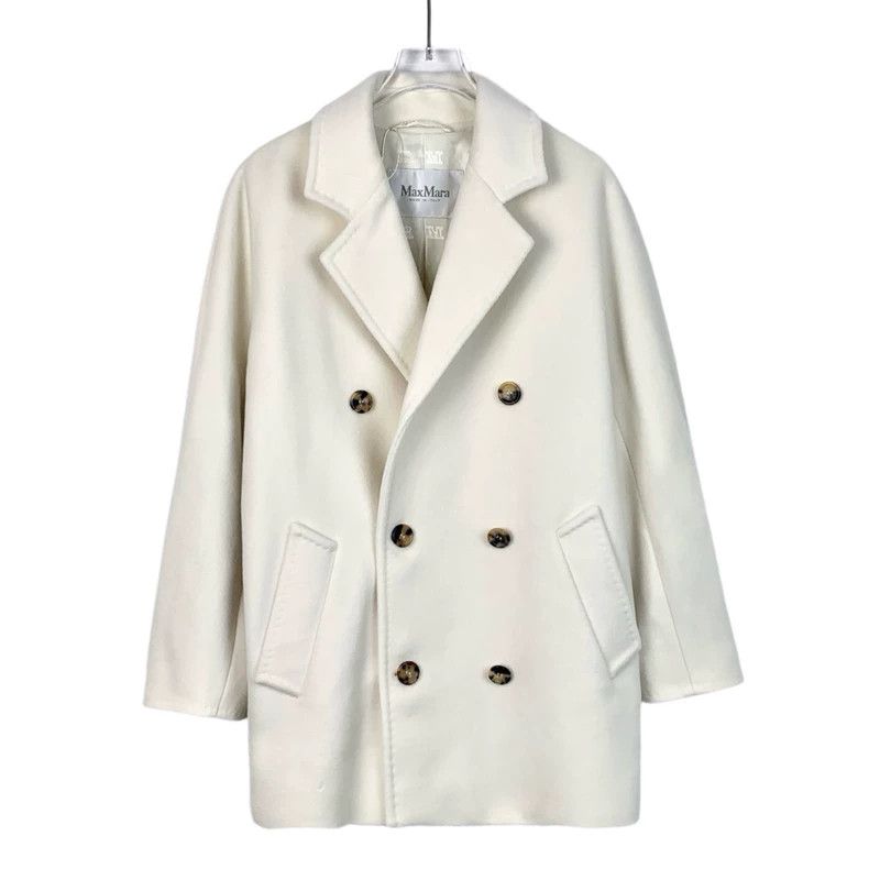 Max Mara Max Mara Off-white double-breasted wool coat with lapels Size XS / US 0-2 / IT 36-38 - 1 Thumbnail