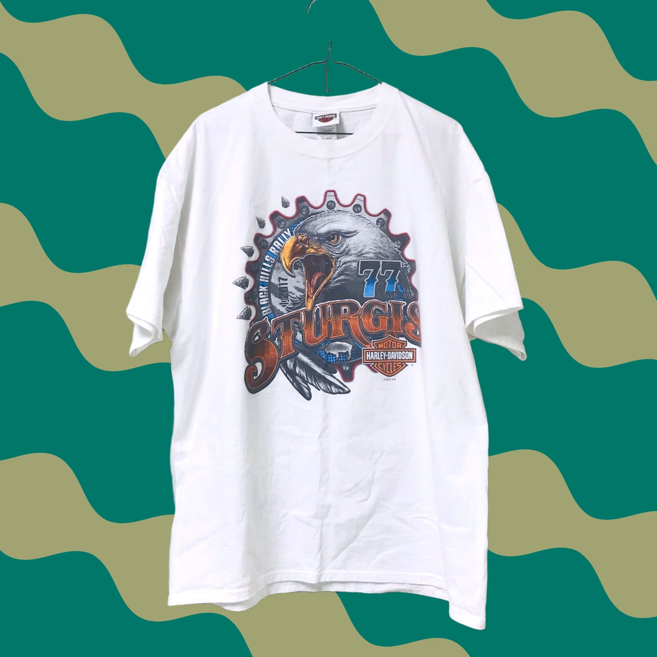 Harley Davidson Harley-Davidson Men T-Shirt XL White 77th Annual Sturgis Motorcycle Rally Graphic Short Sleeve Crew Neck Vintage No N/A Size US XL / EU 56 / 4 - 1 Thumbnail
