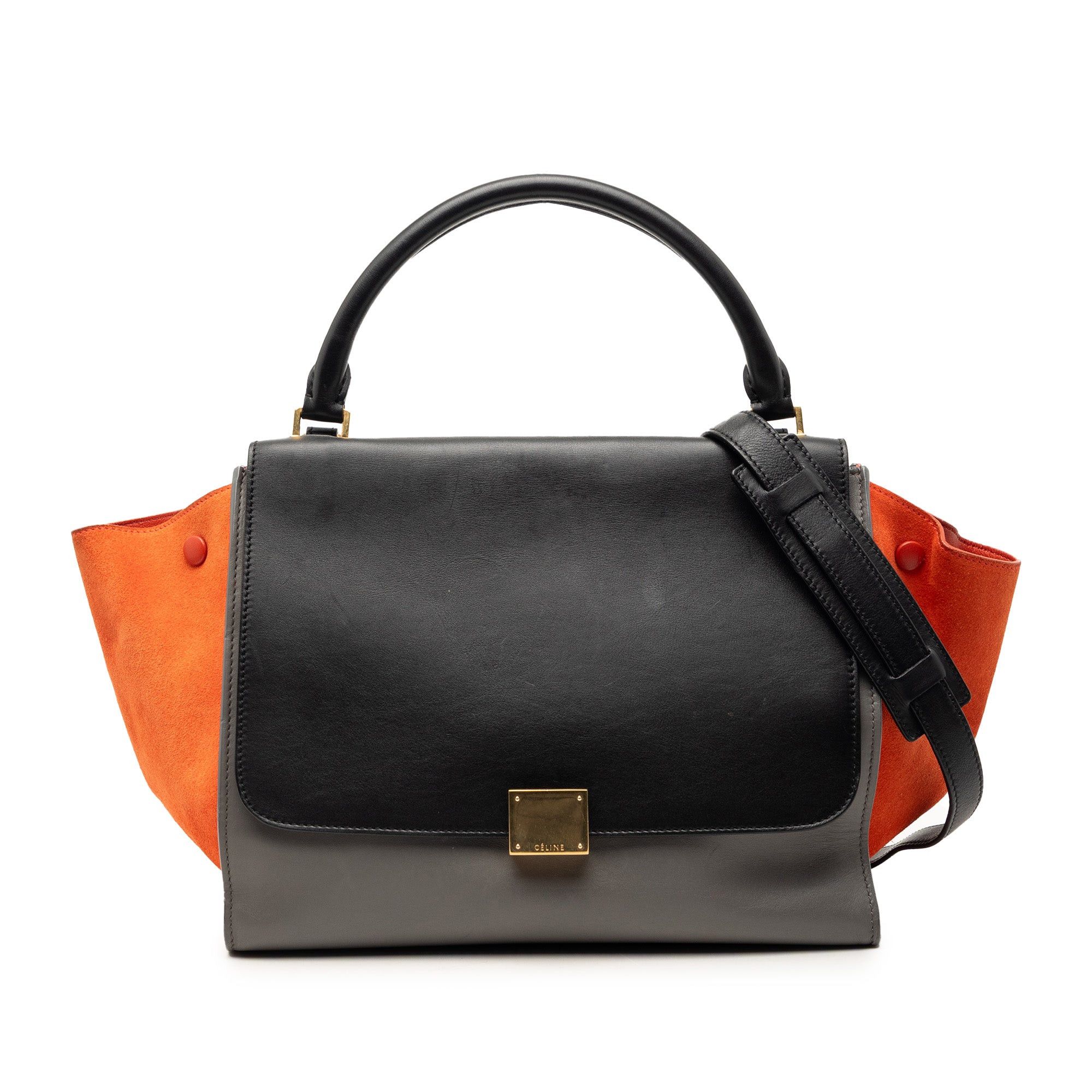 Celine Medium Tricolor Calfskin and Suede Trapeze Satchel Size ONE SIZE - 1 Thumbnail