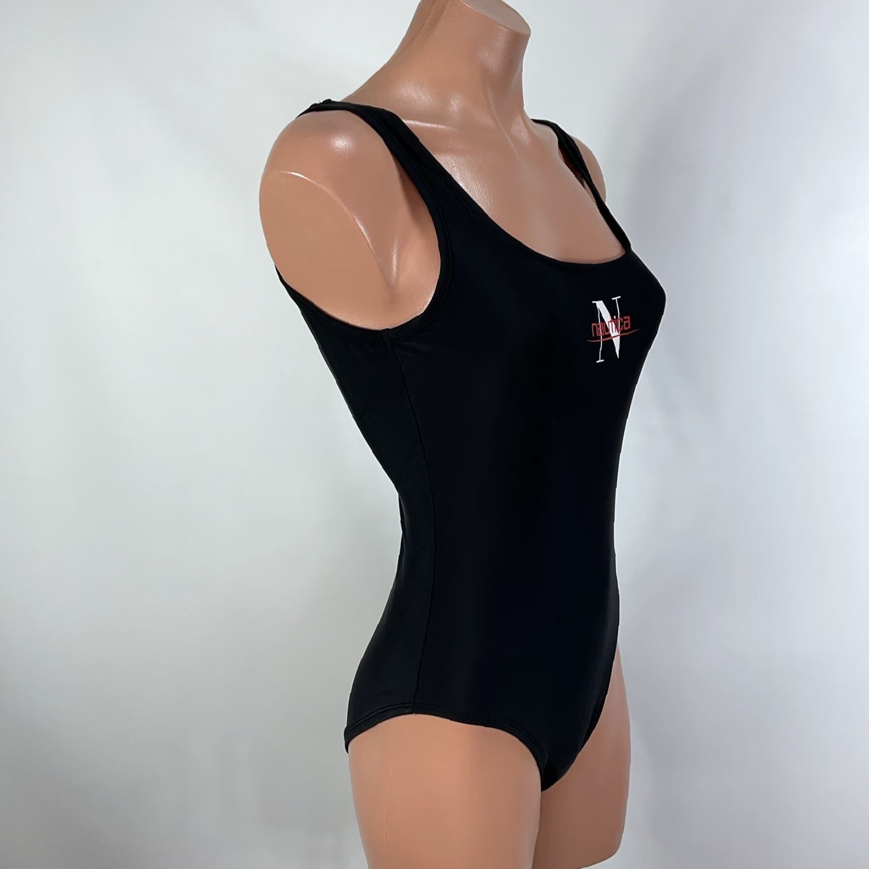 Vintage Nautica 90s Black High Neck One Piece Bathing Suit Womens