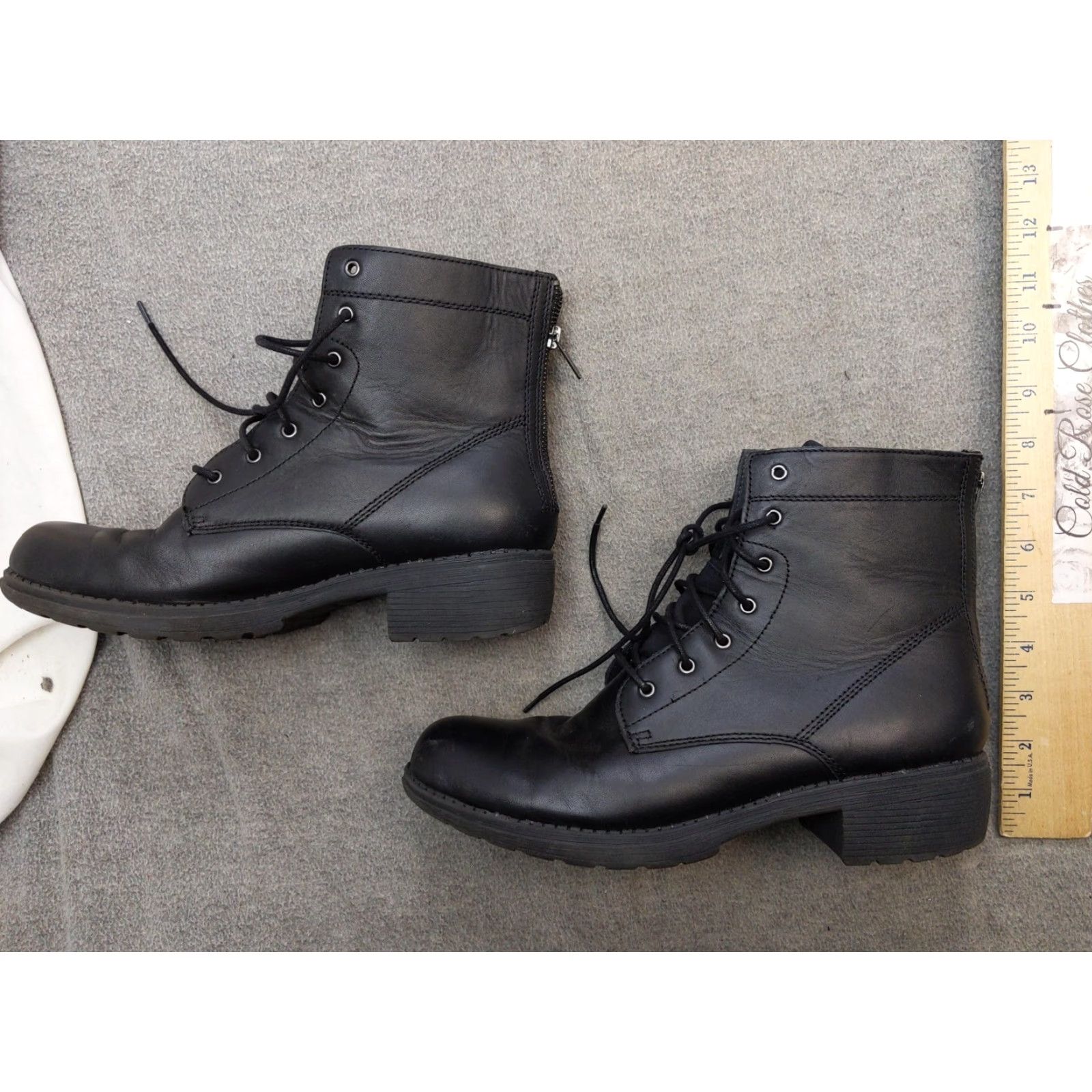 Eastland Eastland Blair Boots Womens 11 43.5 Black Leather Ankle Combat Zip Lace Up Size US 11 / IT 41 - 2 Thumbnail