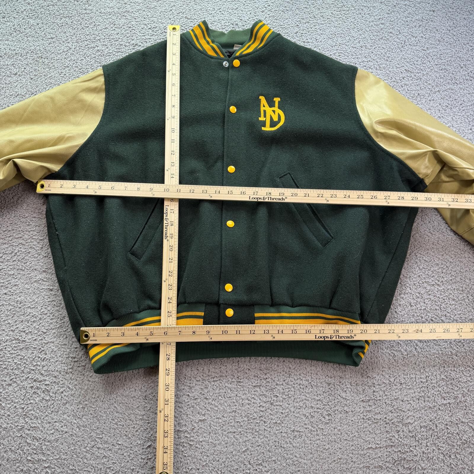 Other Vintage Notre Dame Varsity Jacket Green Wool Leather XXL Size US XXL / EU 58 / 5 - 3 Thumbnail
