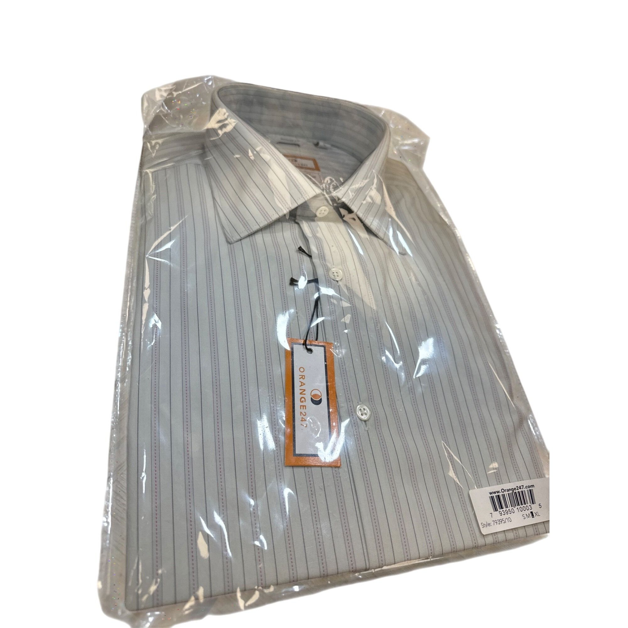 Designer Orange247 Mens White & Gray Pinstripe Long Sleeve Dress Shir Size US L / EU 52-54 / 3 - 6 Thumbnail