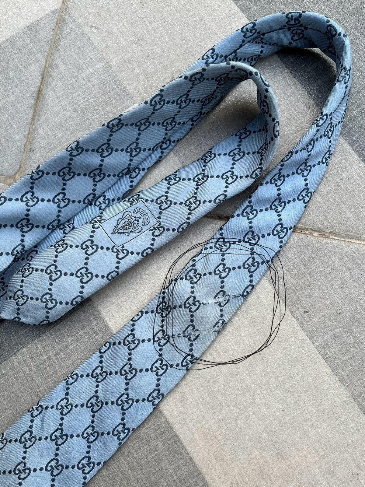Gucci 90’s Gucci GG Sky Blue Silk Tie Size ONE SIZE - 12 Thumbnail