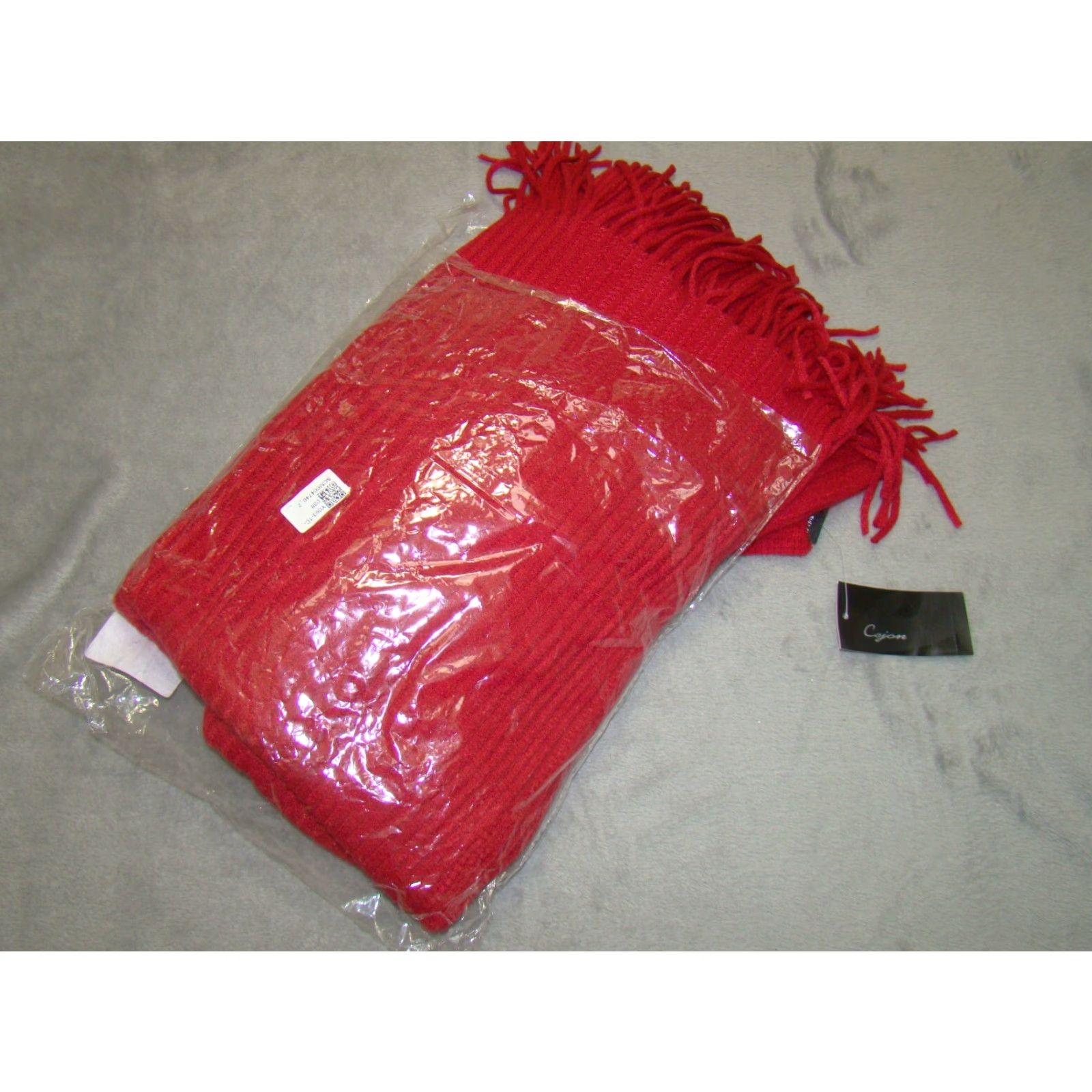 Vintage Cejon Scarf Red Rectangle Wrap Plaid Fringe NWT Women Winter Fall Spring Neck Warmer Knit Acrylic Rectangle Scarf Wrap Size ONE SIZE - 4 Thumbnail