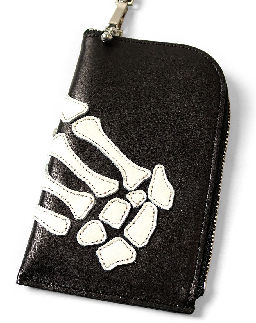 Kapital Kapital leather THUMBS UP BONE HAND ZIP neck BAG black new Size ONE SIZE - 5 Thumbnail