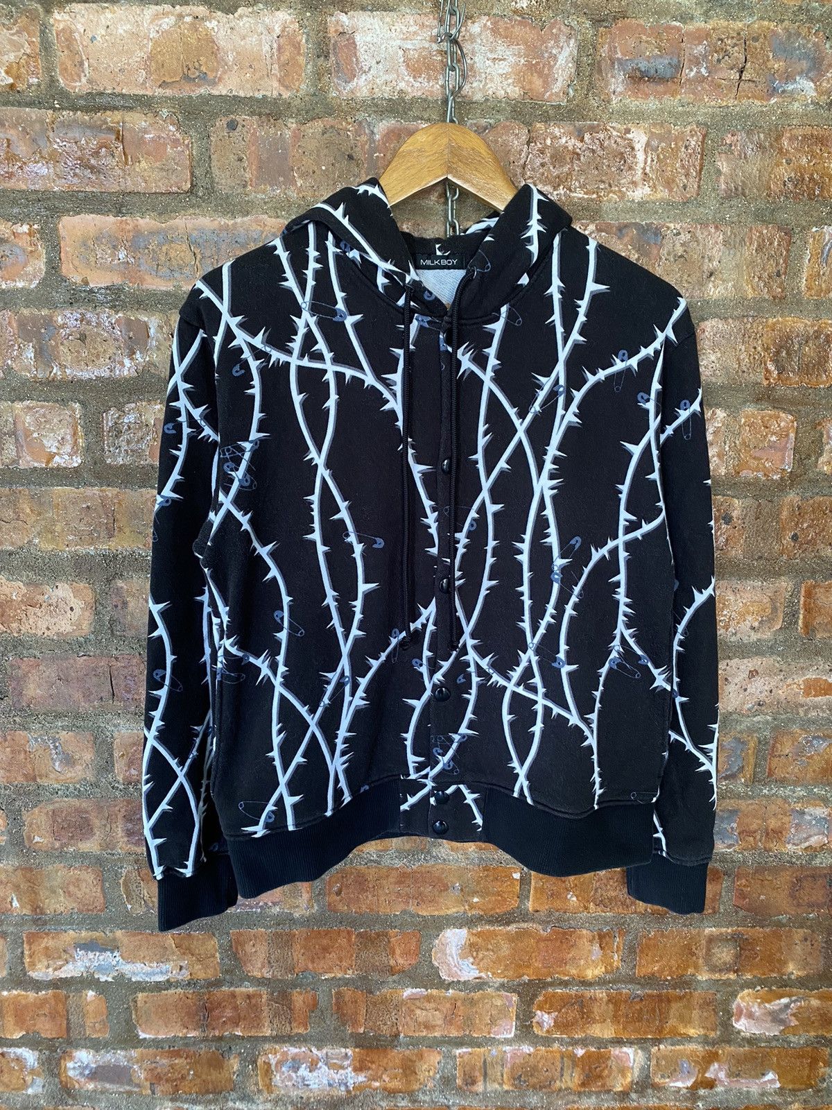Japanese Brand 2000s MILK BOY Anarchy barbed wire safety pin punk varsity Size US M / EU 48-50 / 2 - 2 Thumbnail