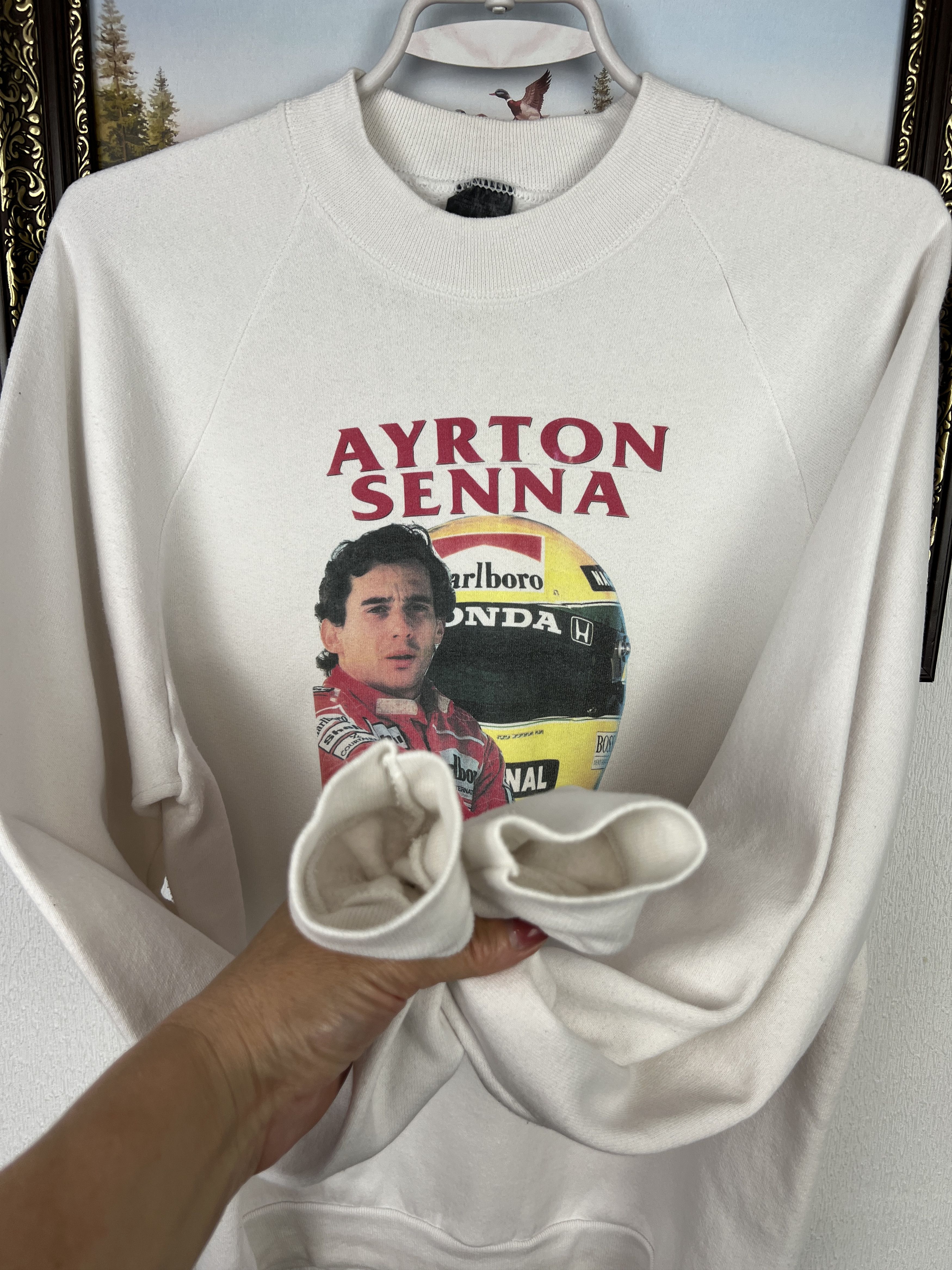 Vintage Vintage 90's Ayrton Senna Sweatshirt Formula 1 Marlboro Size US M / EU 48-50 / 2 - 6 Thumbnail