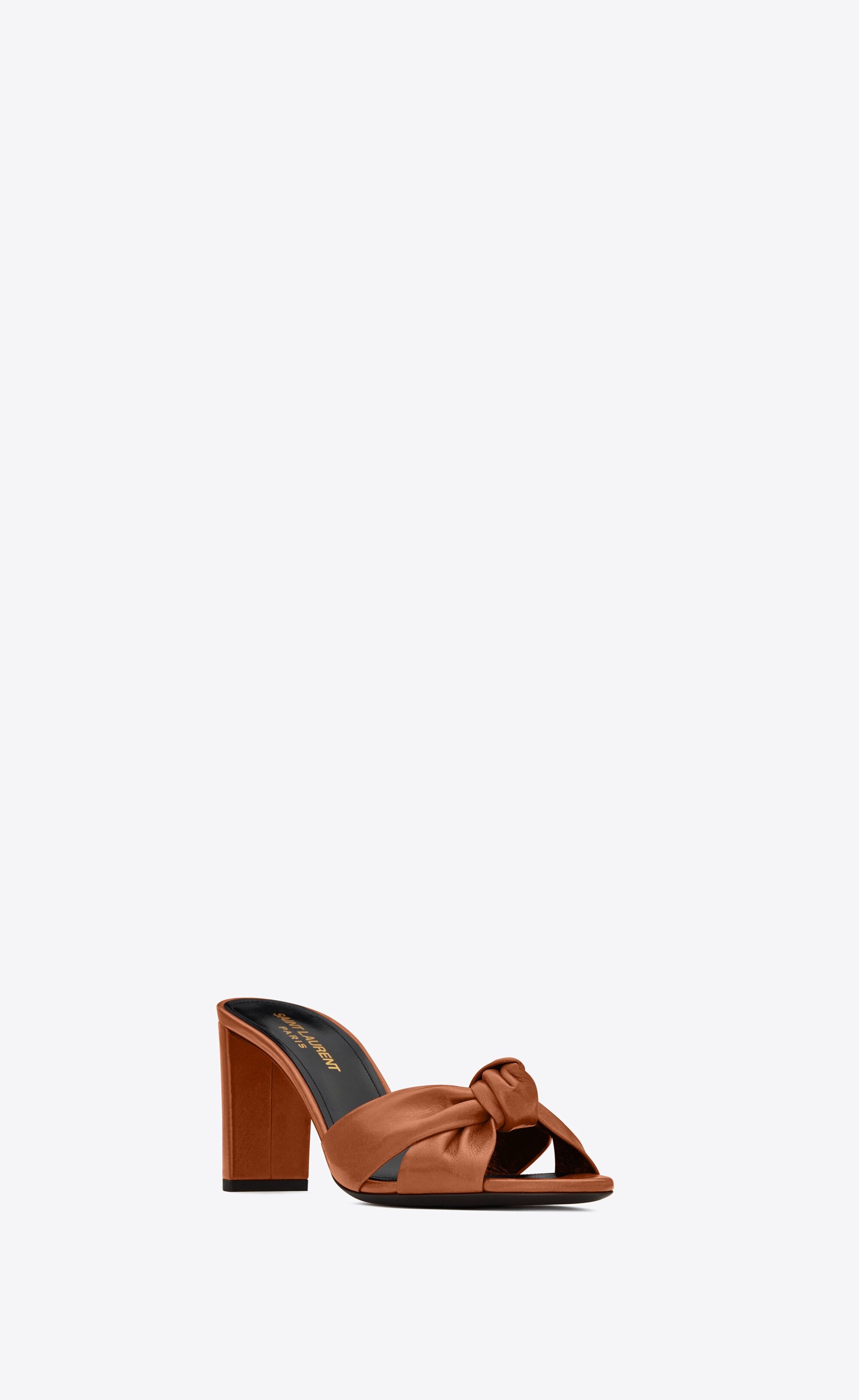Saint Laurent Paris o1bcso1str0326 Bianca Mules In Smooth Leather in Brown Size US 10 / IT 40 - 2 Thumbnail