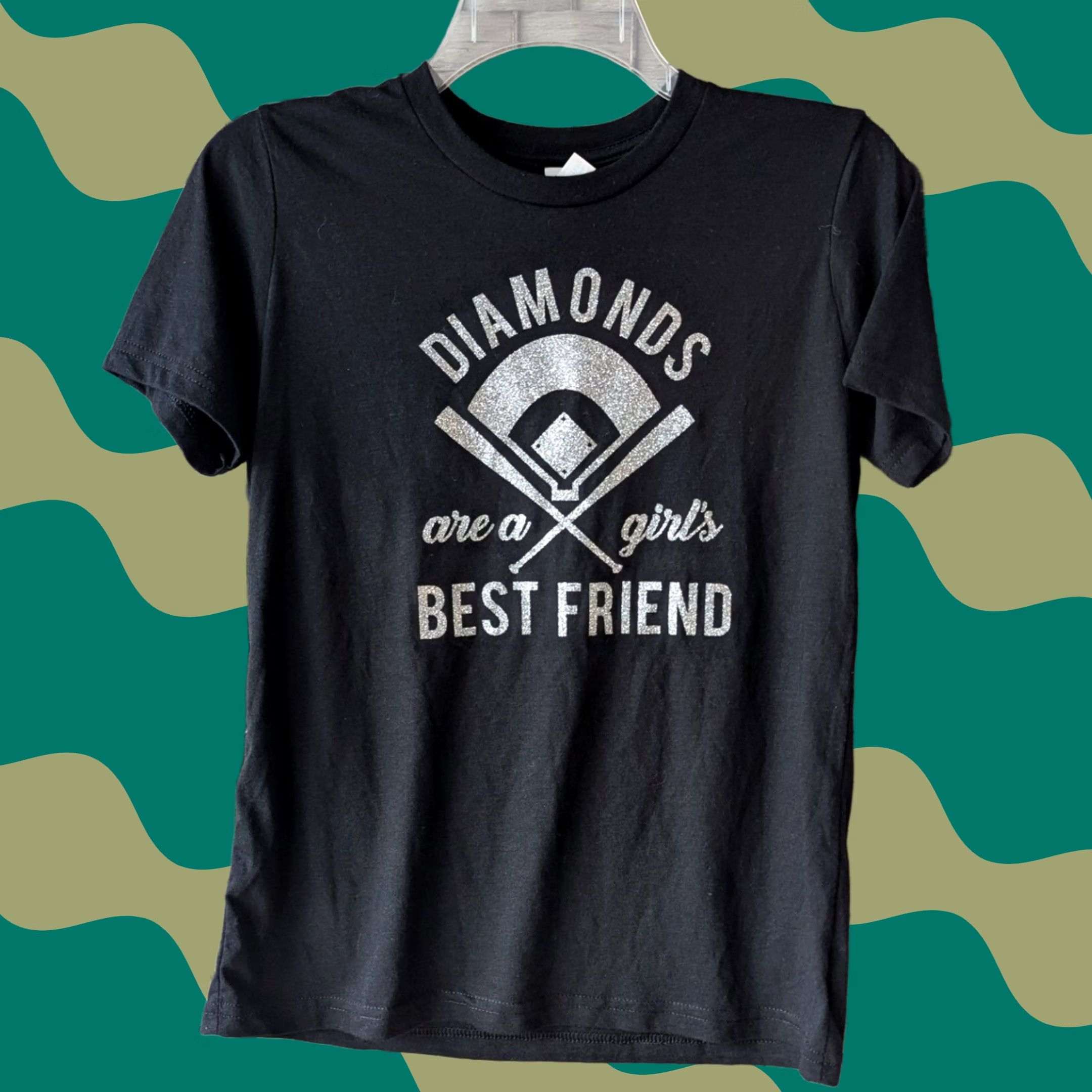 Vintage VINTAGE? No. Bella Canvas T-Shirt Black Glitter Baseball Graphic Girls XL 18-20 Size L / US 10 / IT 46 - 1 Thumbnail