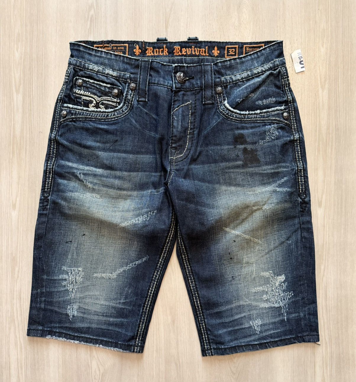 Rock Revival Rock Revival Jean Jorts Distressed Stained Design Sz 32 Size US 32 / EU 48 - 2 Thumbnail