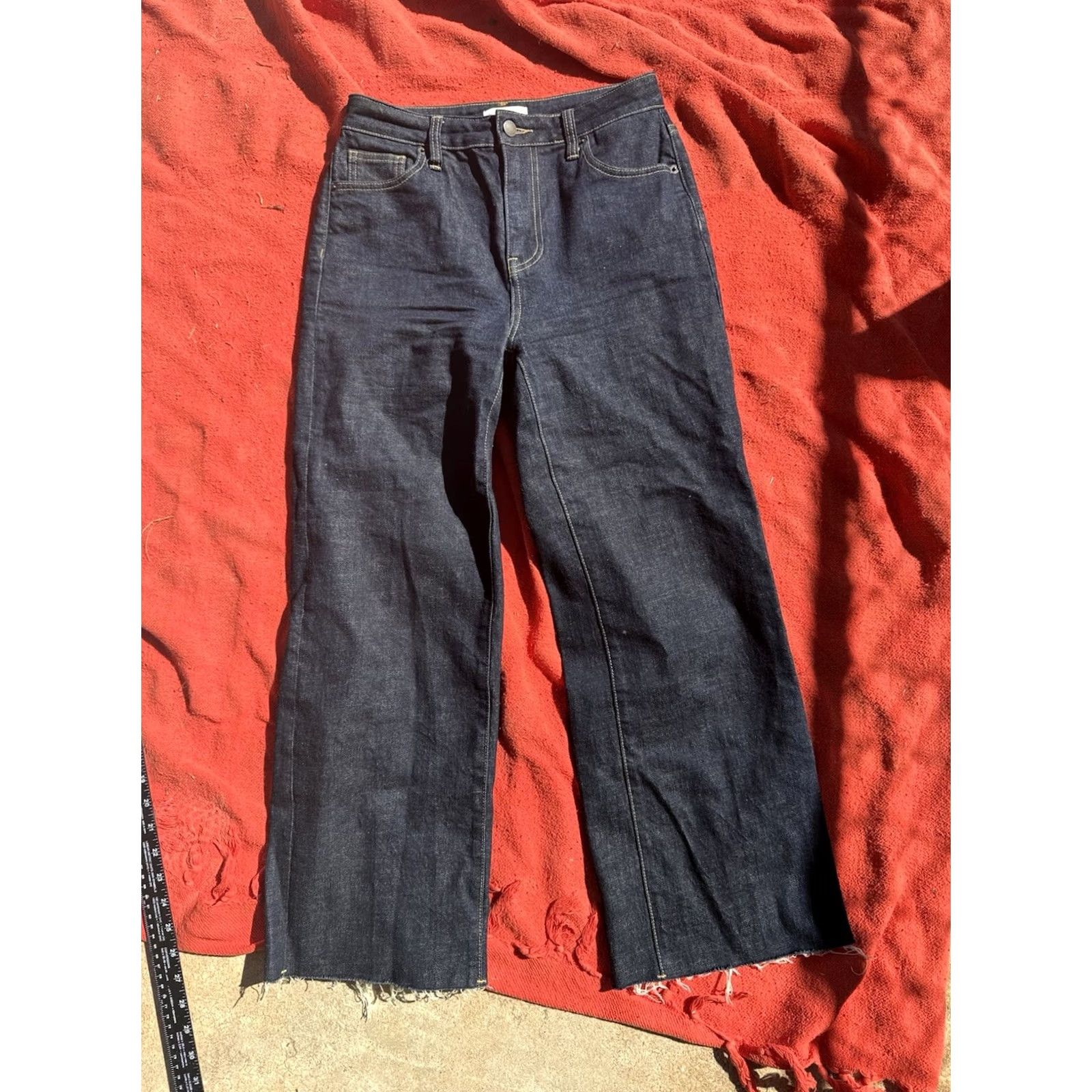 Olive Oliver Logan Women’s Jeans 27 Dark Wash Raw Hem Straight Leg Denim Jeans Women Size 27" / US 4 / IT 40 - 2 Thumbnail