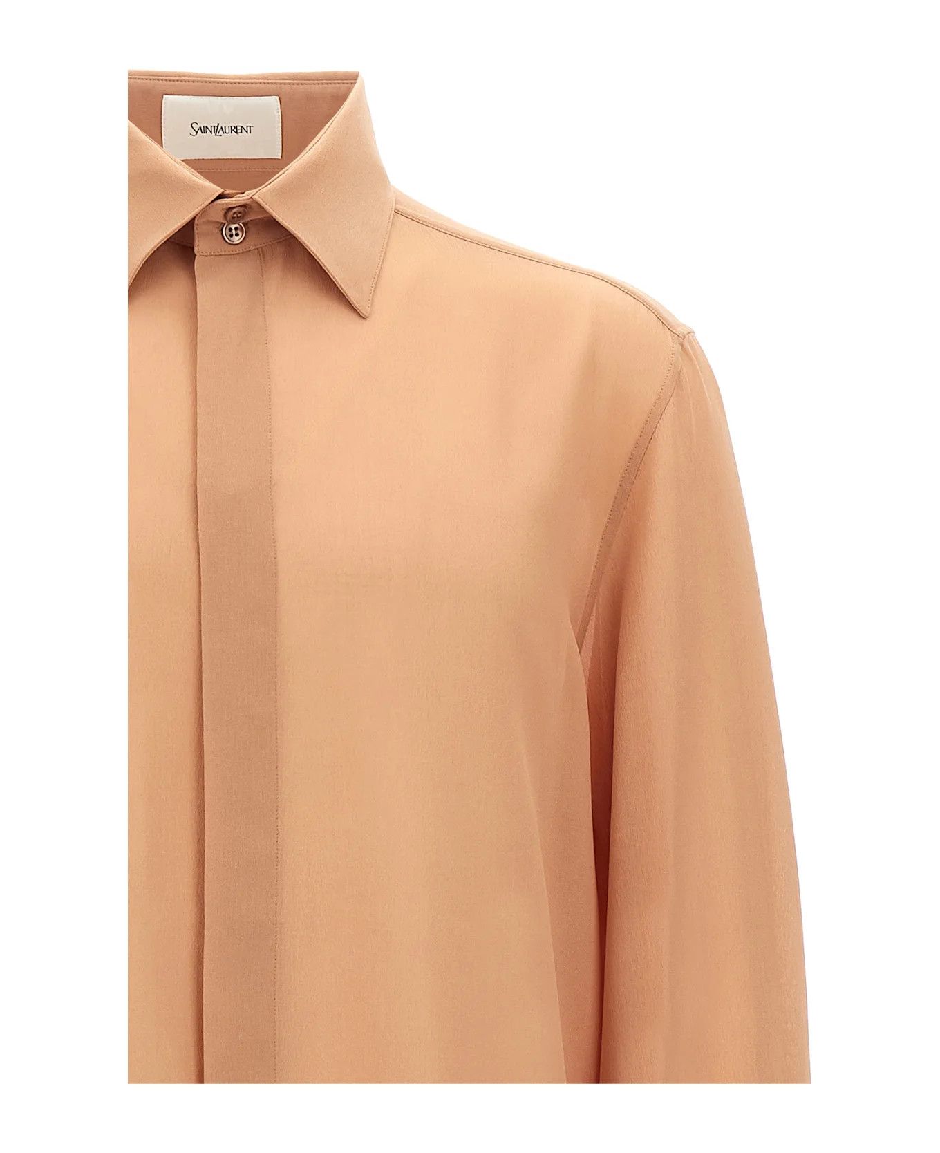 Saint Laurent Paris oc11z0126 798510 Shirt in Silk Crepe Muslin in Beige Size US XS / EU 42 / 0 - 3 Thumbnail