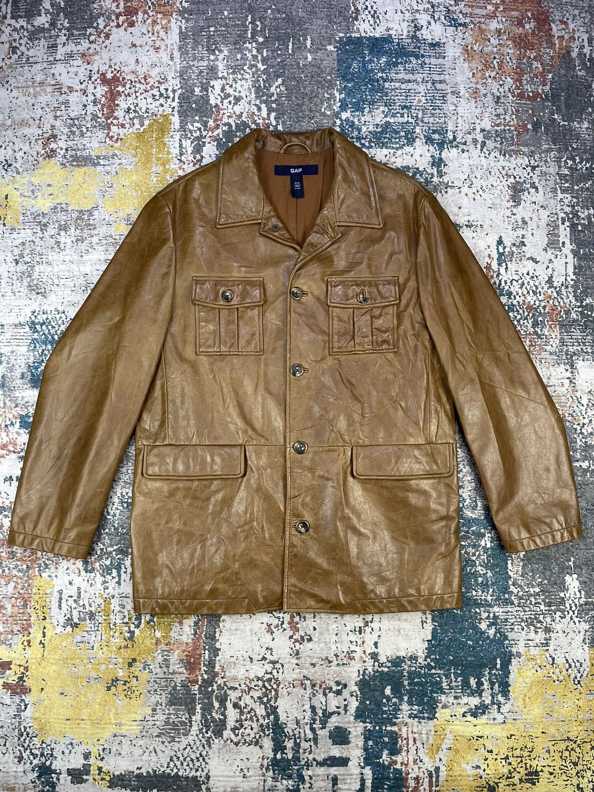 Gap Y2k🔥Vintage GAP Cowhide Four Pocket Leather Jacket Size US M / EU 48-50 / 2 - 1 Thumbnail