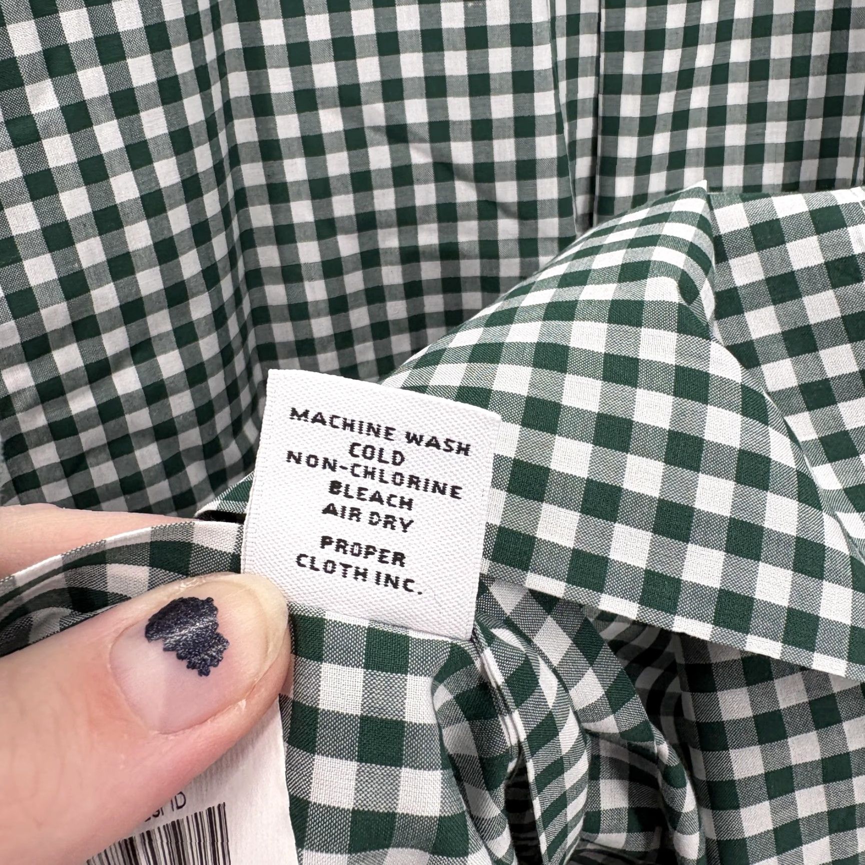 Proper Cloth Proper Cloth Shirt Mens 3XL Green White Gingham Button Long Sleeve Cotton Shirt Size US XXL / EU 58 / 5 - 6 Thumbnail