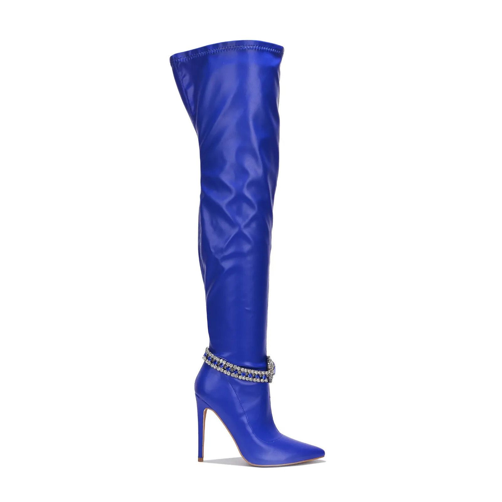Other Lawless Bold Blue Stretch Leatherette Rhinestone Ankle Brace Size US 7 / IT 37 - 4 Thumbnail