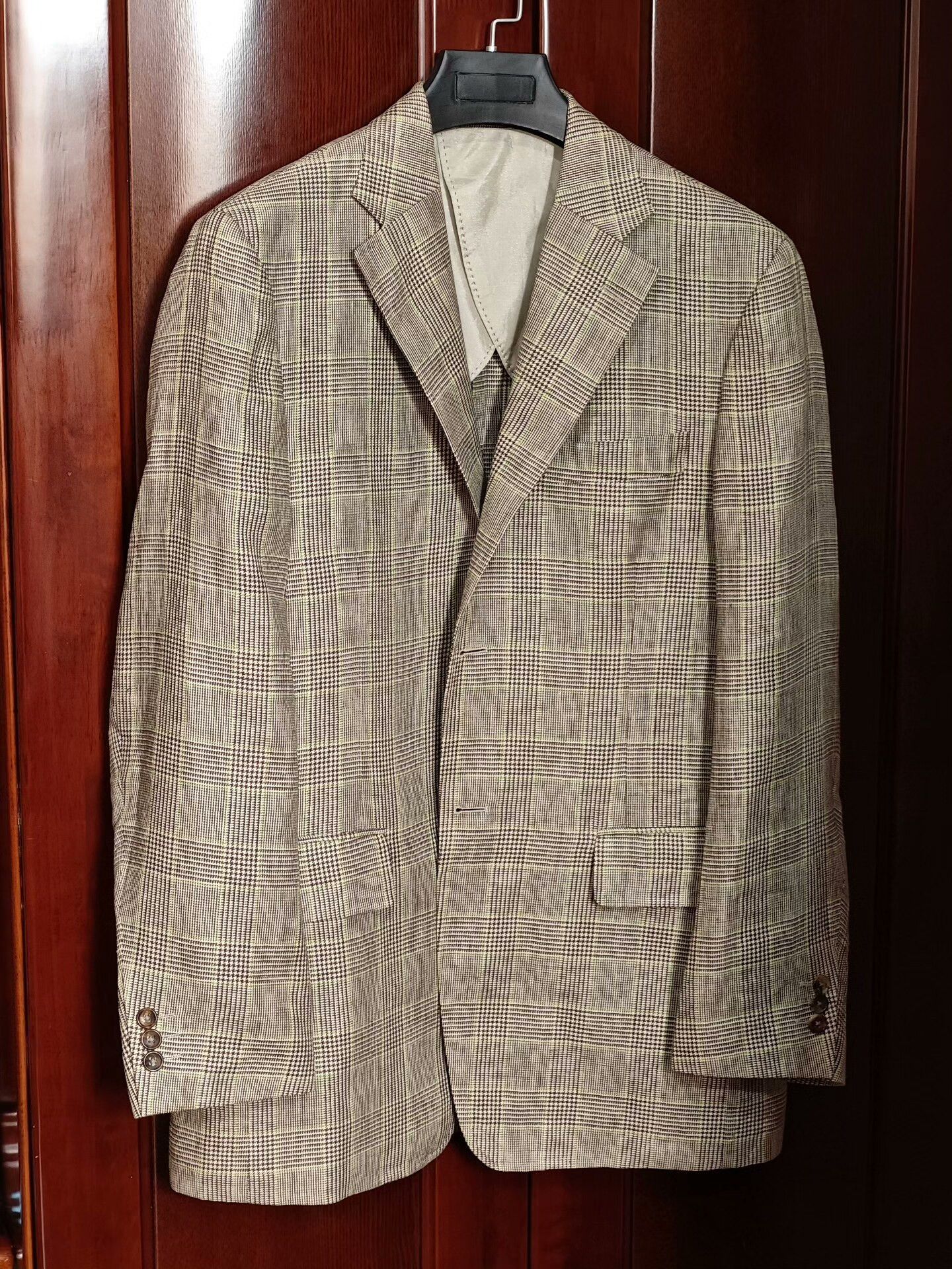 Morgano Italian Linen Checkered Blazer Size US L / EU 52-54 / 3 - 1 Thumbnail