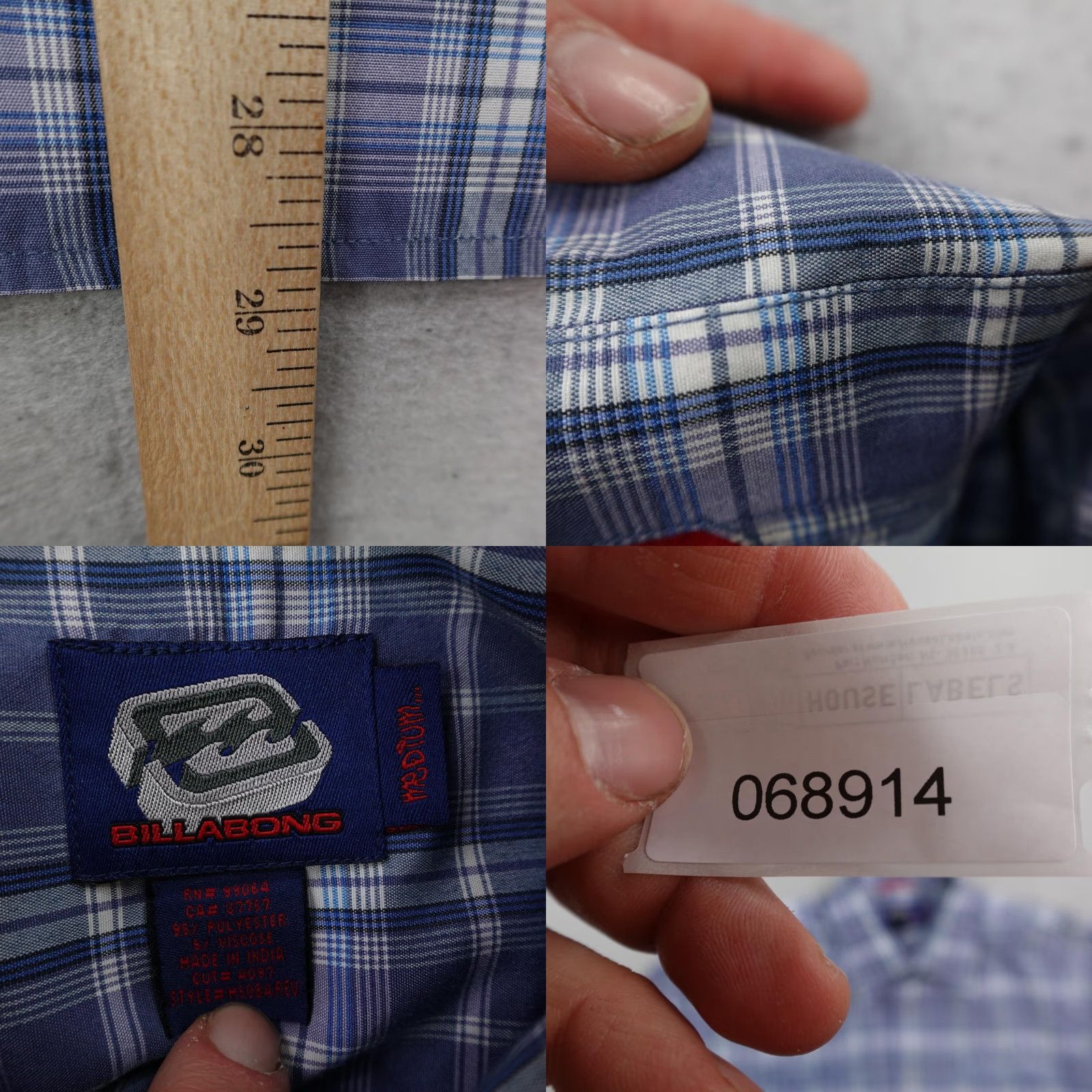 Billabong VINTAGE Billabong Shirt Mens M Blue Plaid Snap Up Button Up Skate Surf Y2K Size US M / EU 48-50 / 2 - 8 Thumbnail