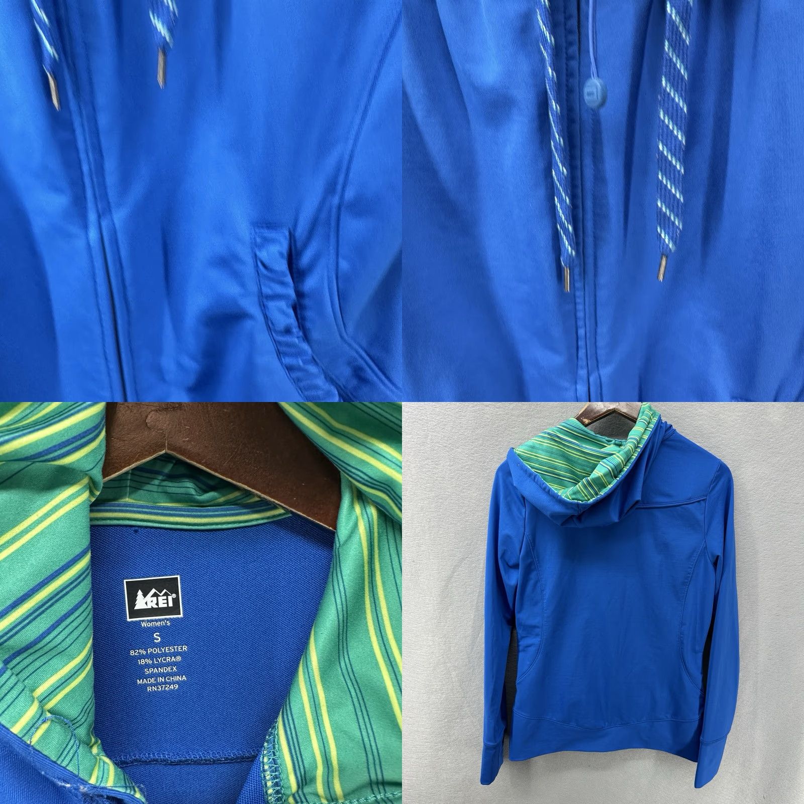 Vintage REI Hoodie Womens Small Blue Active Full Zip Stretch Lux Athletic Ruffle Quiet Size S / US 4 / IT 40 - 8 Thumbnail