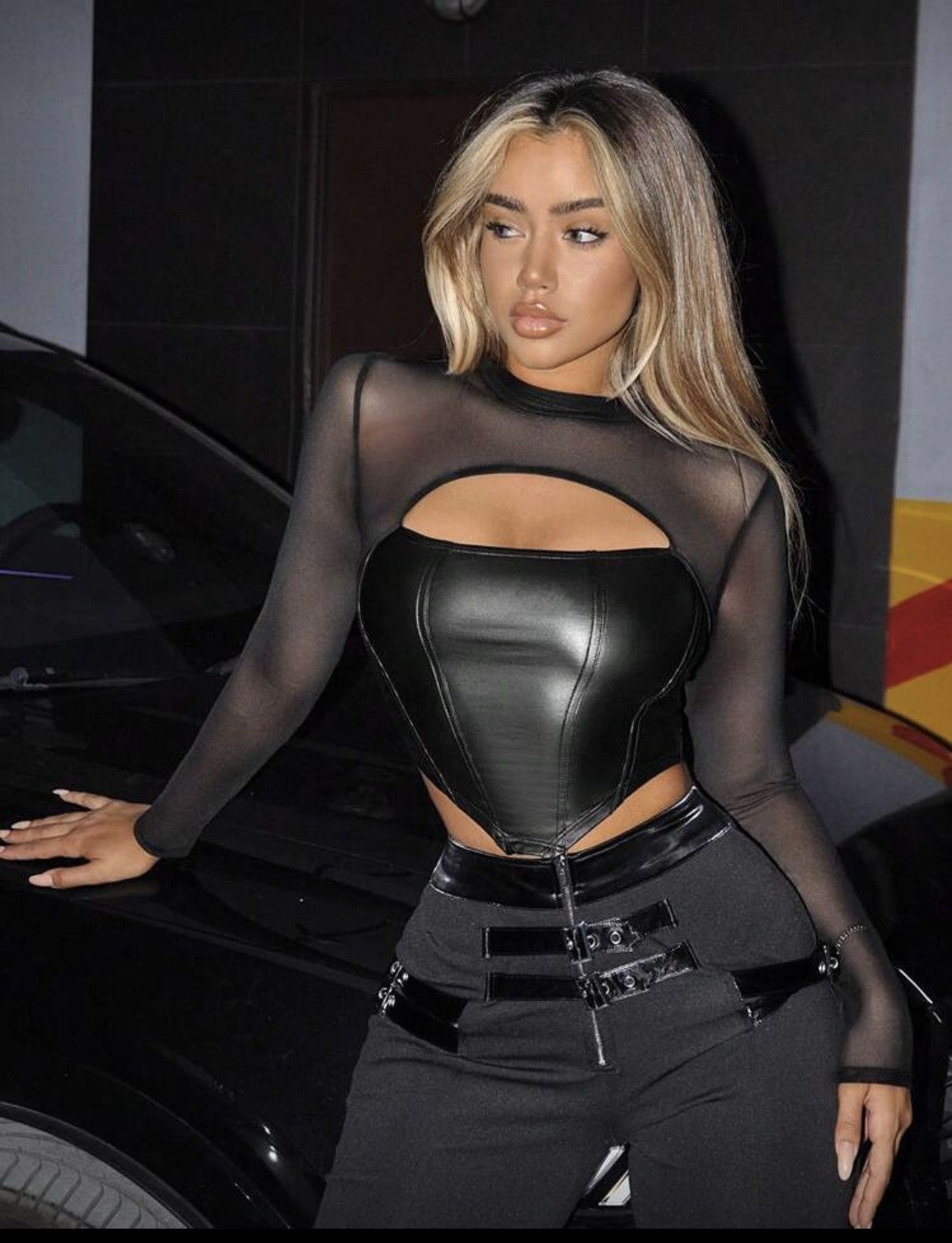 Other Black Sheer Long Sleeve Corset Top Size S / US 4 / IT 40 - 1 Thumbnail