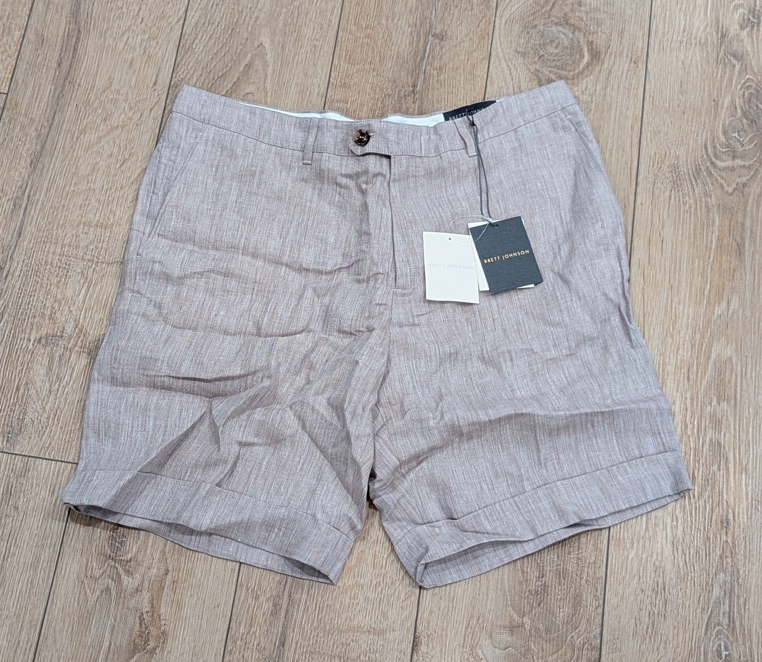 Brett Johnson Pleated Linen Shorts Sander 54 US 38