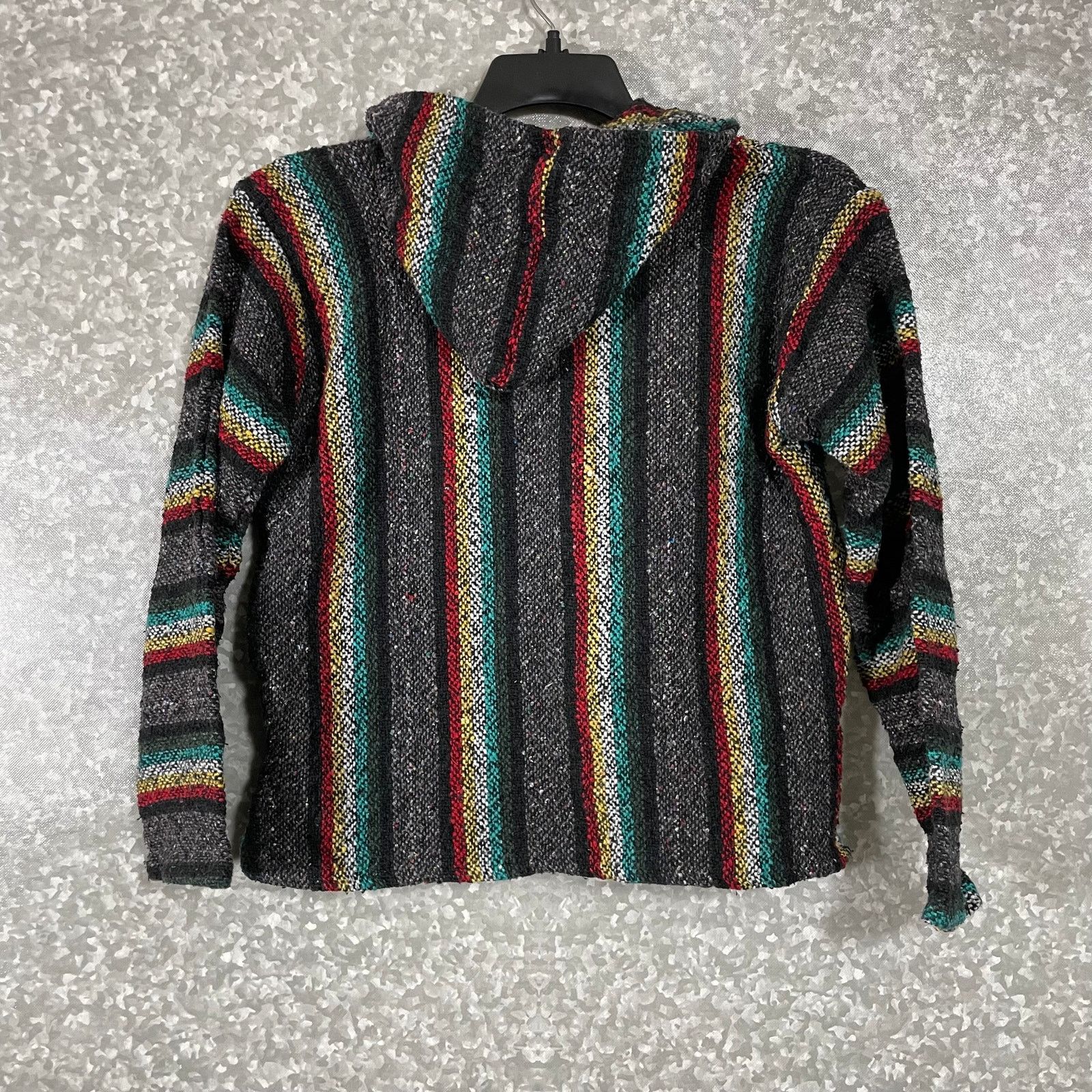 Franks Frank's Gray & Black Striped Baja Mexican Hoodie - Small Size US S / EU 44-46 / 1 - 6 Thumbnail