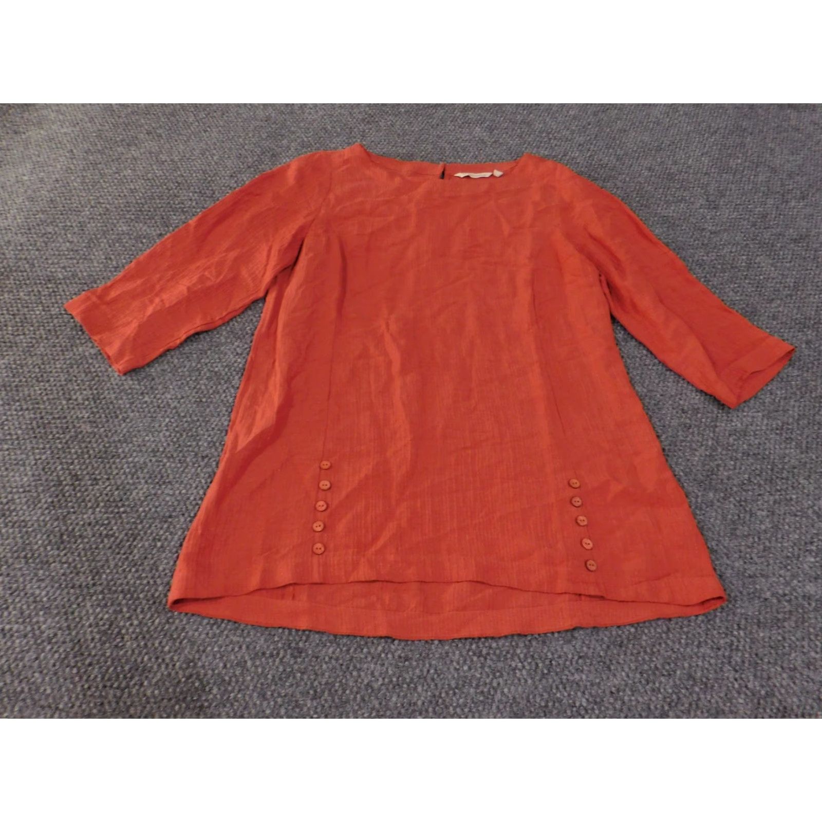 Soft Surroundings Soft Surroundings Blouse Tunic Womens Small Orange 3/4 Sleeve Button Detail Ramie Rayon Size S / US 4 / IT 40 - 2 Thumbnail