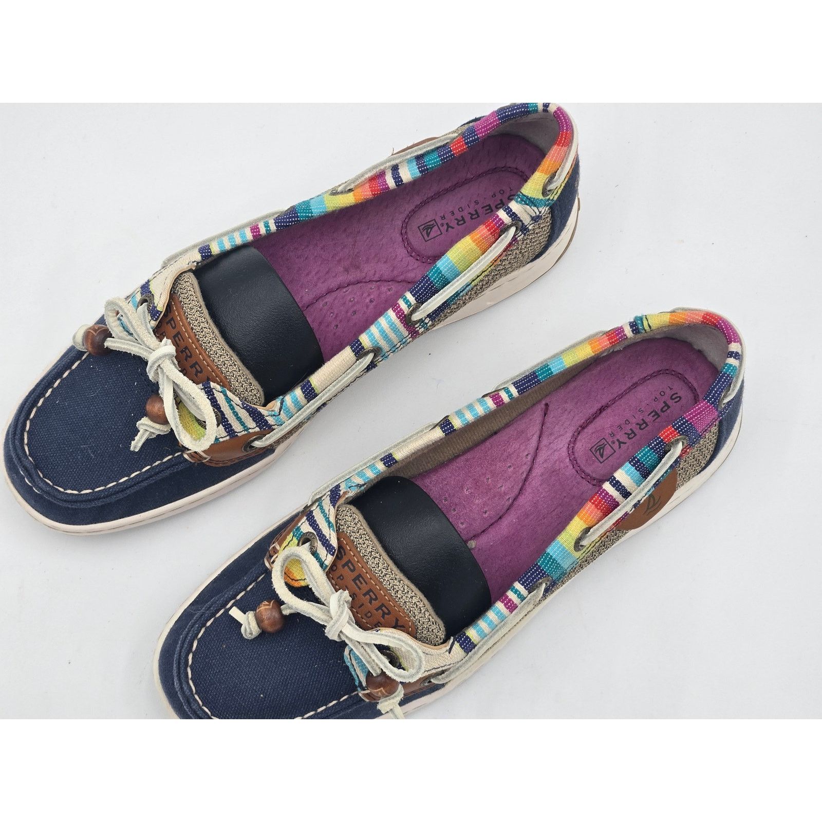 Sperry Sperry Angelfish Womens 7M Navy Serape Boat Shoes Slip On Size US 7 / IT 37 - 2 Thumbnail