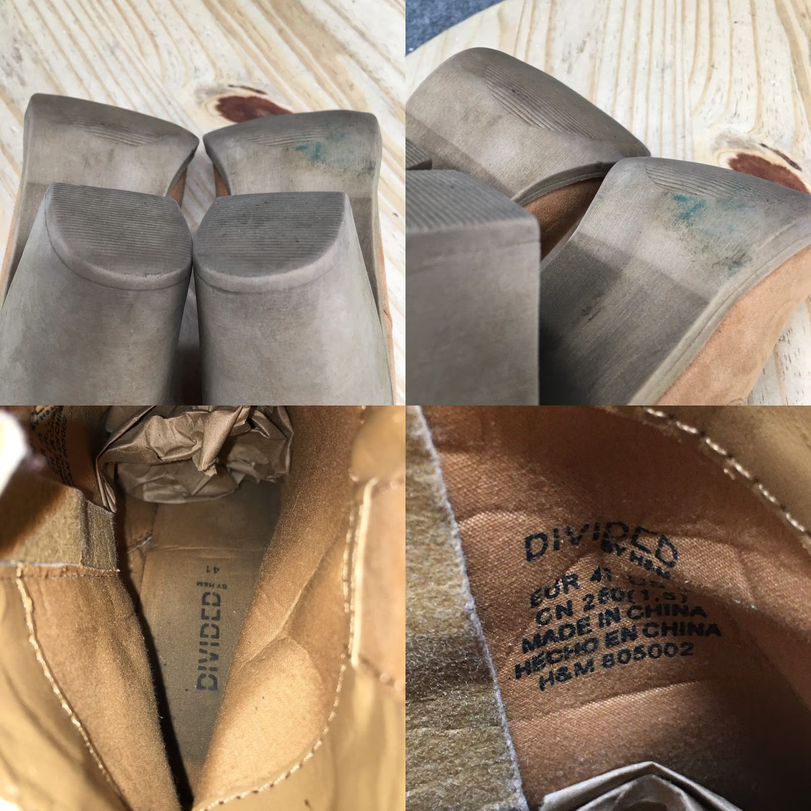 H&M Divided by H&M Boots Womens 41 Casual Side Zip Block Heels Ankle Bootie Brown Shoes Bootie Womens 41 Brown Size US 10 / IT 40 - 9 Thumbnail
