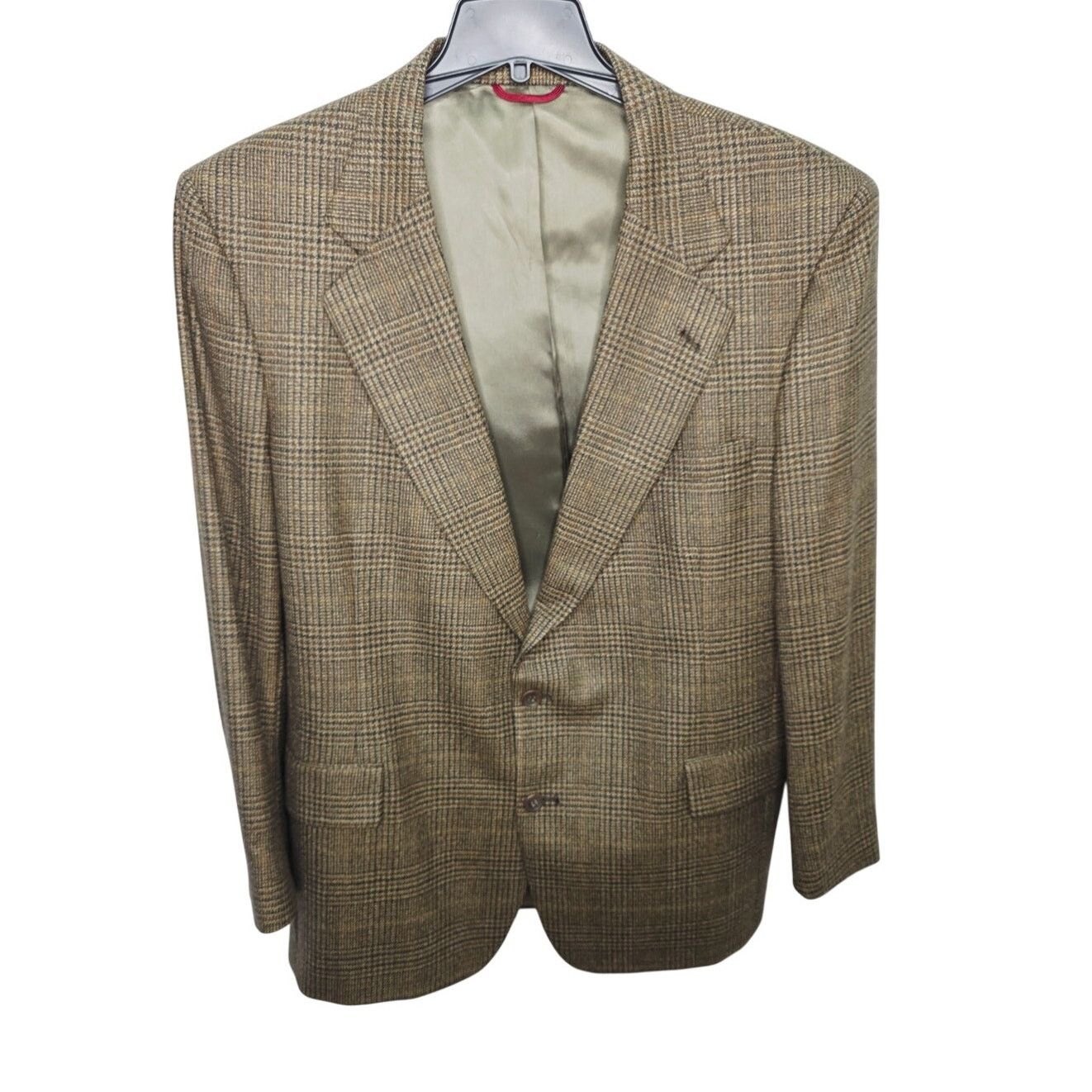 Jos. A. Bank Jos A Bank Glen Check Brown Plaid Men's Lambswool Blazer 46R Size 46R - 1 Thumbnail