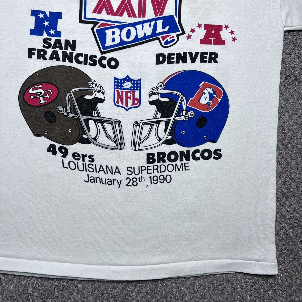 NFL Vtg 1990 NFL Super Bowl 49ers Broncos Championship T-Shirt Size US L / EU 52-54 / 3 - 6 Thumbnail