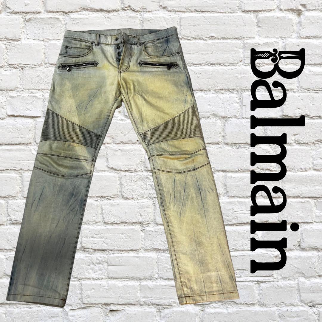 Balmain BALMAIN Biker Denim Pants Blue 30 Size US 33 - 1 Thumbnail