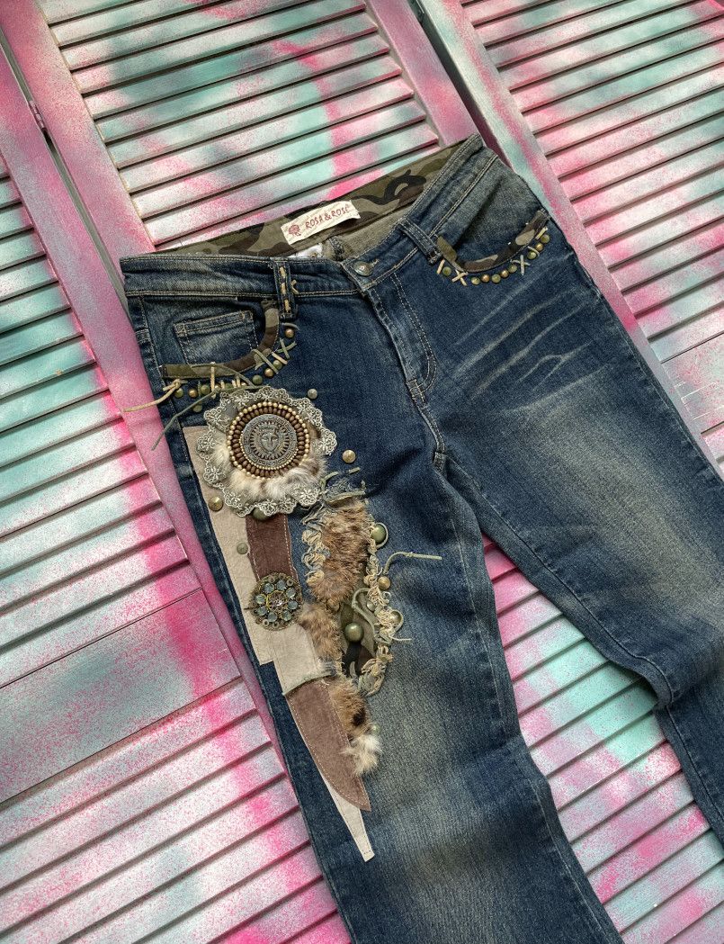 If Six Was Nine Vintage Y2K Apache Retro Style Bootcut Jeans Size 34" / US 12 / IT 48 - 4 Thumbnail