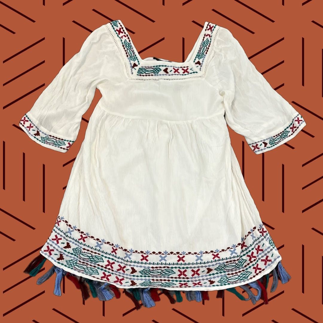 Vintage ROMEO + JULIET Dress Womens Medium White Embroidered Gauze Shift Square Neck NEW Size M / US 6-8 / IT 42-44 - 1 Thumbnail