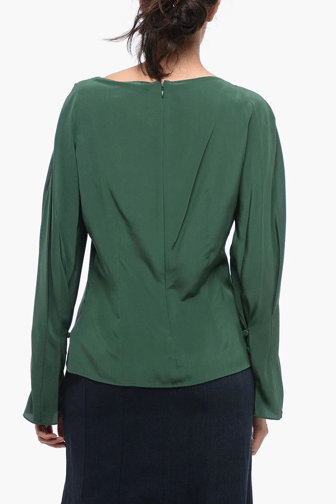 Chloe og1mm0426 Silk Blouse in Green Size XS / US 0-2 / IT 36-38 - 2 Thumbnail