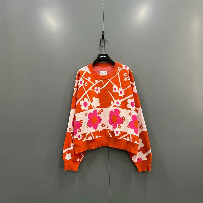 Maison Margiela Maison Margiela Orange Floral Knit Sweater 0089 Size S / US 4 / IT 40 - 1 Thumbnail