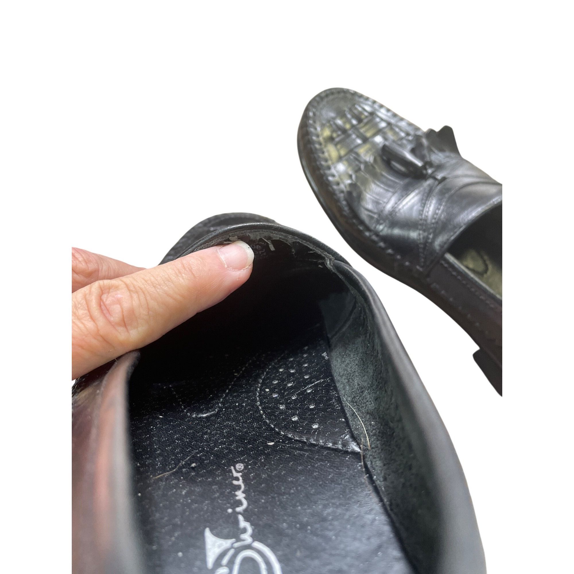 Designer French Shriner Black Leather Tasseled Slip-On Loafers Mens S Size US 8.5 / EU 41-42 - 13 Thumbnail