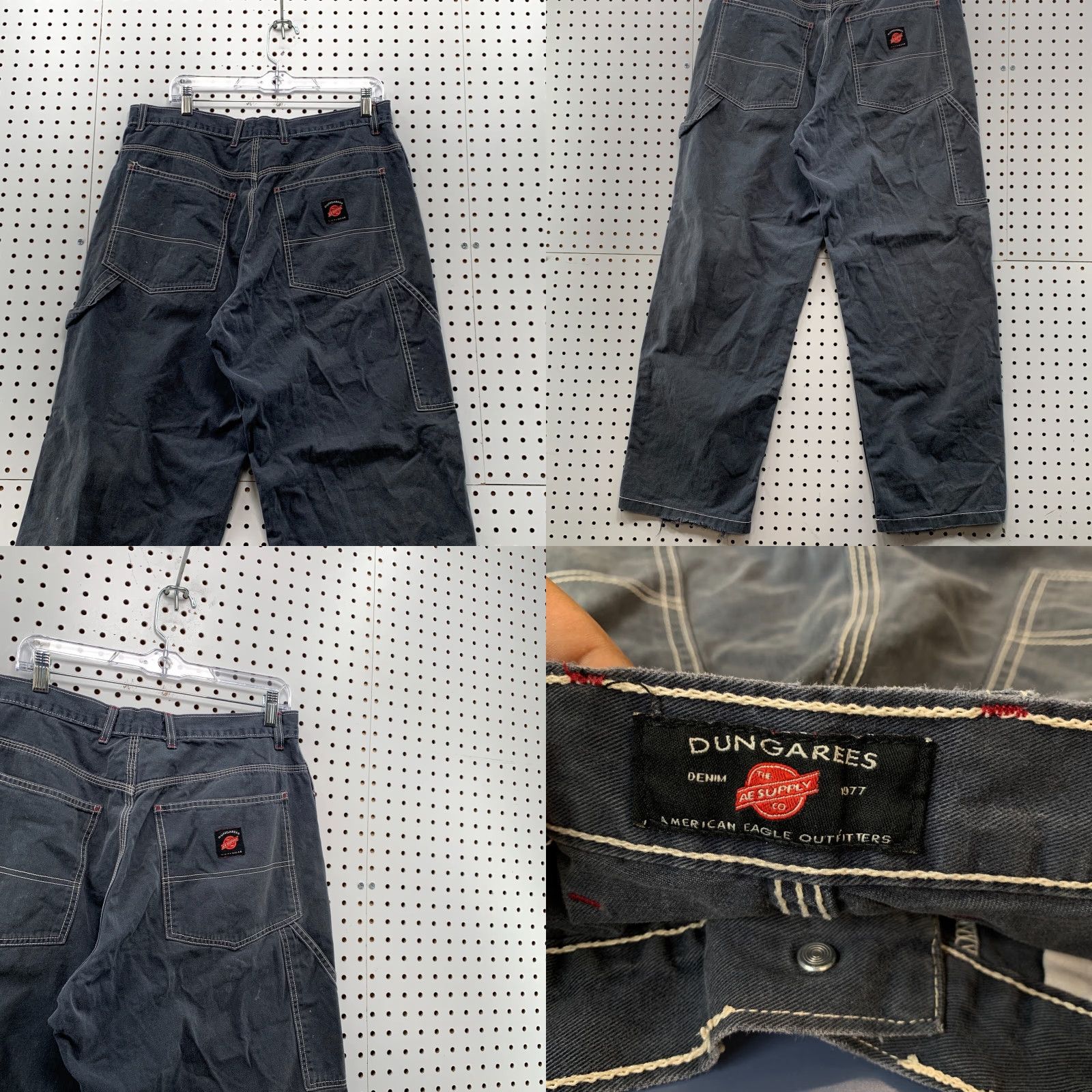 American Eagle Outfitters VINTAGE American Eagle Dungaree Carpenter Pants Mens 36x32 Fits 35x30 Baggy Denim Green 90s Mens Size US 36 / EU 52 - 8 Thumbnail