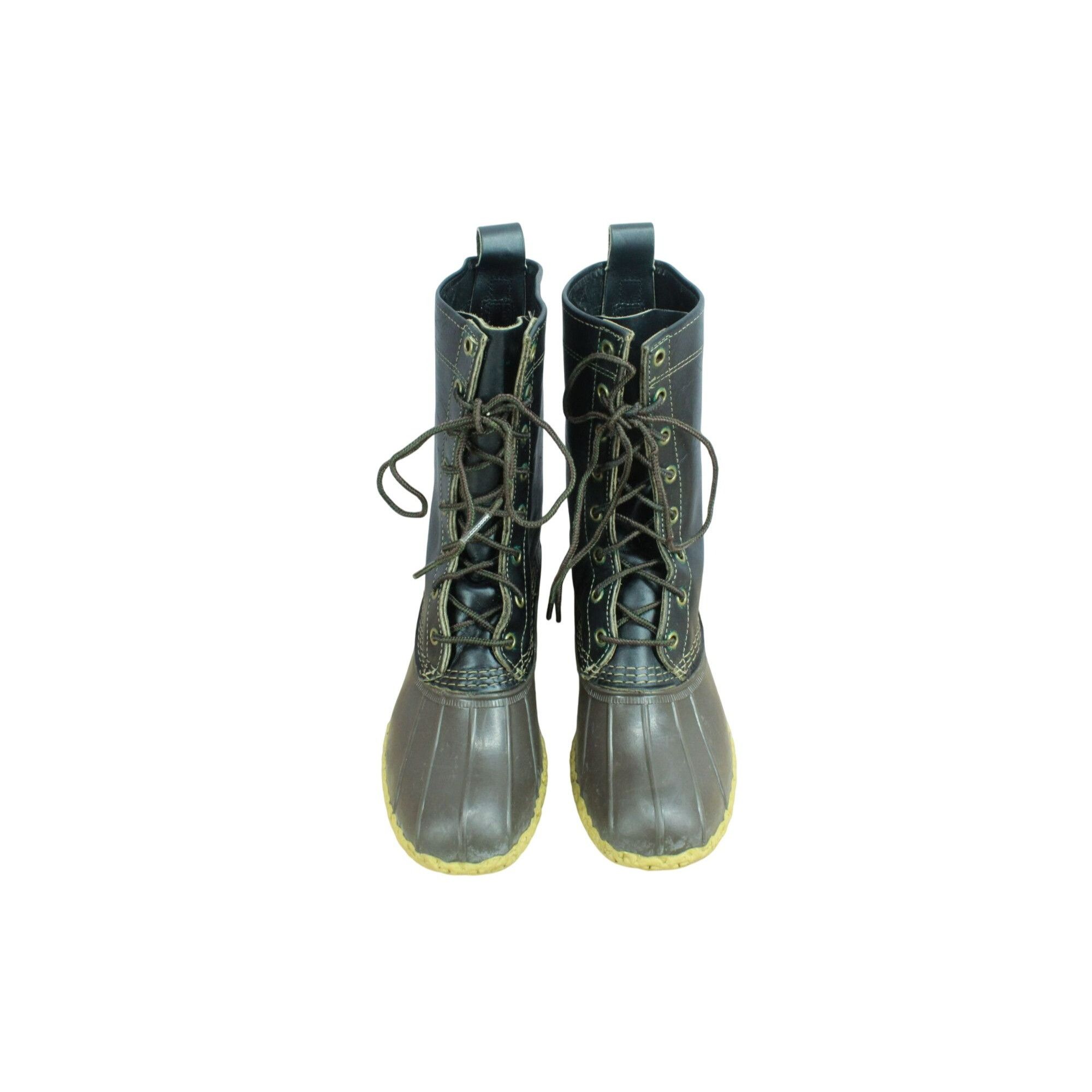 L.L. Bean LL Bean Black Leather Lace Up Mid Calf Duck Boots Size US 7 / IT 37 - 5 Thumbnail
