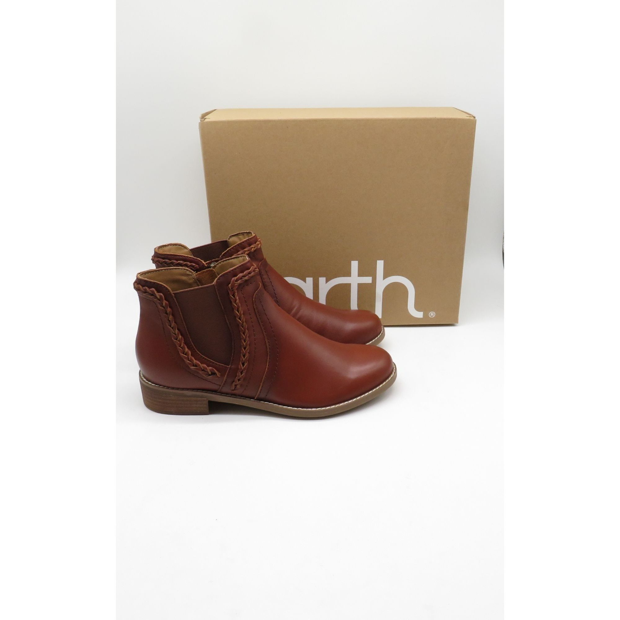 Other Earth Women's Leather Ankle Boots Braided Trim Chelsea Style Size US 8.5 / IT 38.5 - 1 Thumbnail