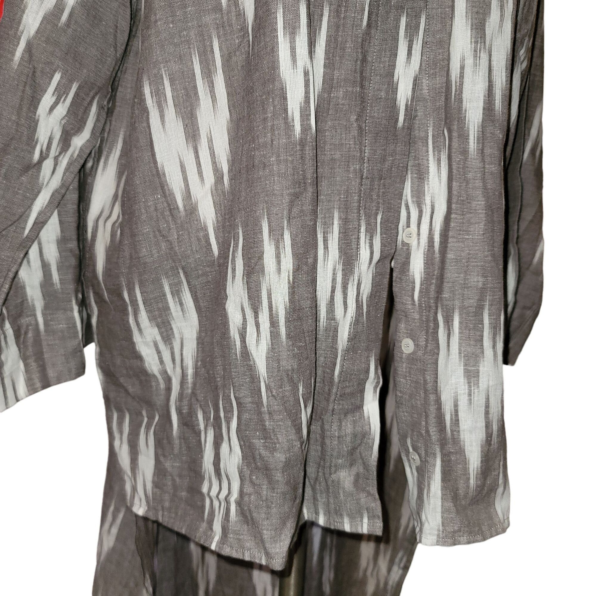 Vintage ZhenNymph Shirt Gray & White Ikat Pattern Button-Down High L Size L / US 10 / IT 46 - 5 Thumbnail
