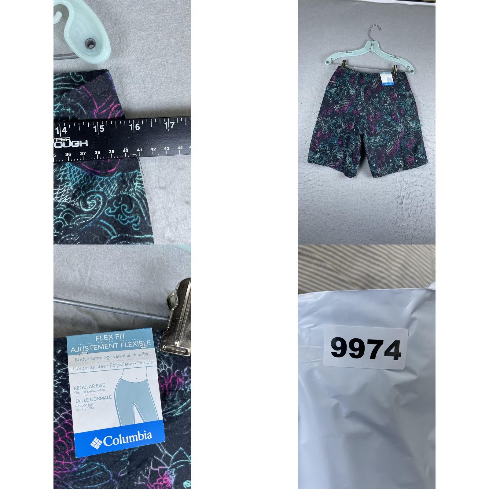 Vintage Columbia PFG Boardshort Womens 8 Black Koi Fish Omni-Shield Ravina Gardens Size ONE SIZE - 8 Thumbnail