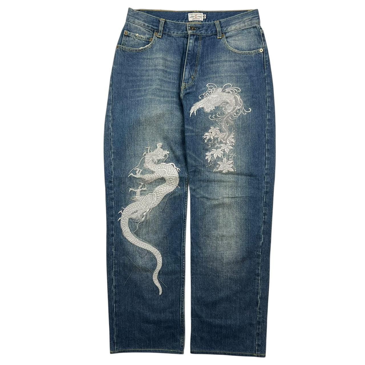 Karakuri Tamashii Karakuri Tamashii Embroidered Dragon Japanese Jeans Waist 32 Size US 32 / EU 48 - 1 Thumbnail