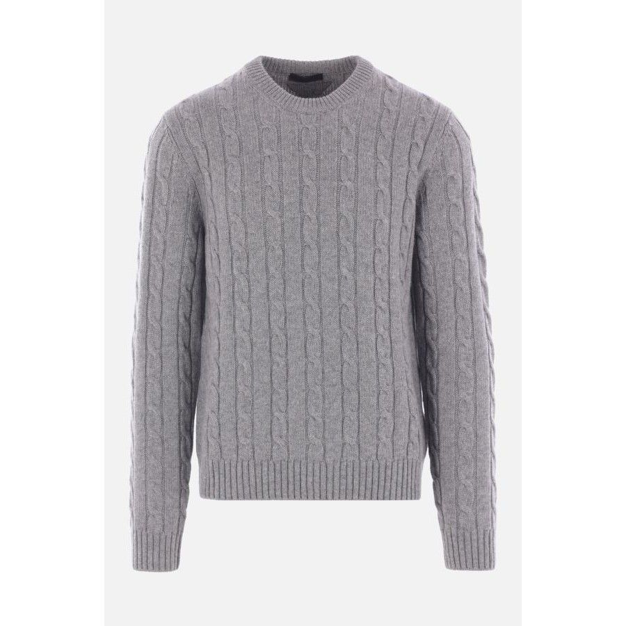 Prada PRADA Cable Knit Gray Cashmere Sweater New & Authentic (Men' Size US XL / EU 56 / 4 - 1 Thumbnail